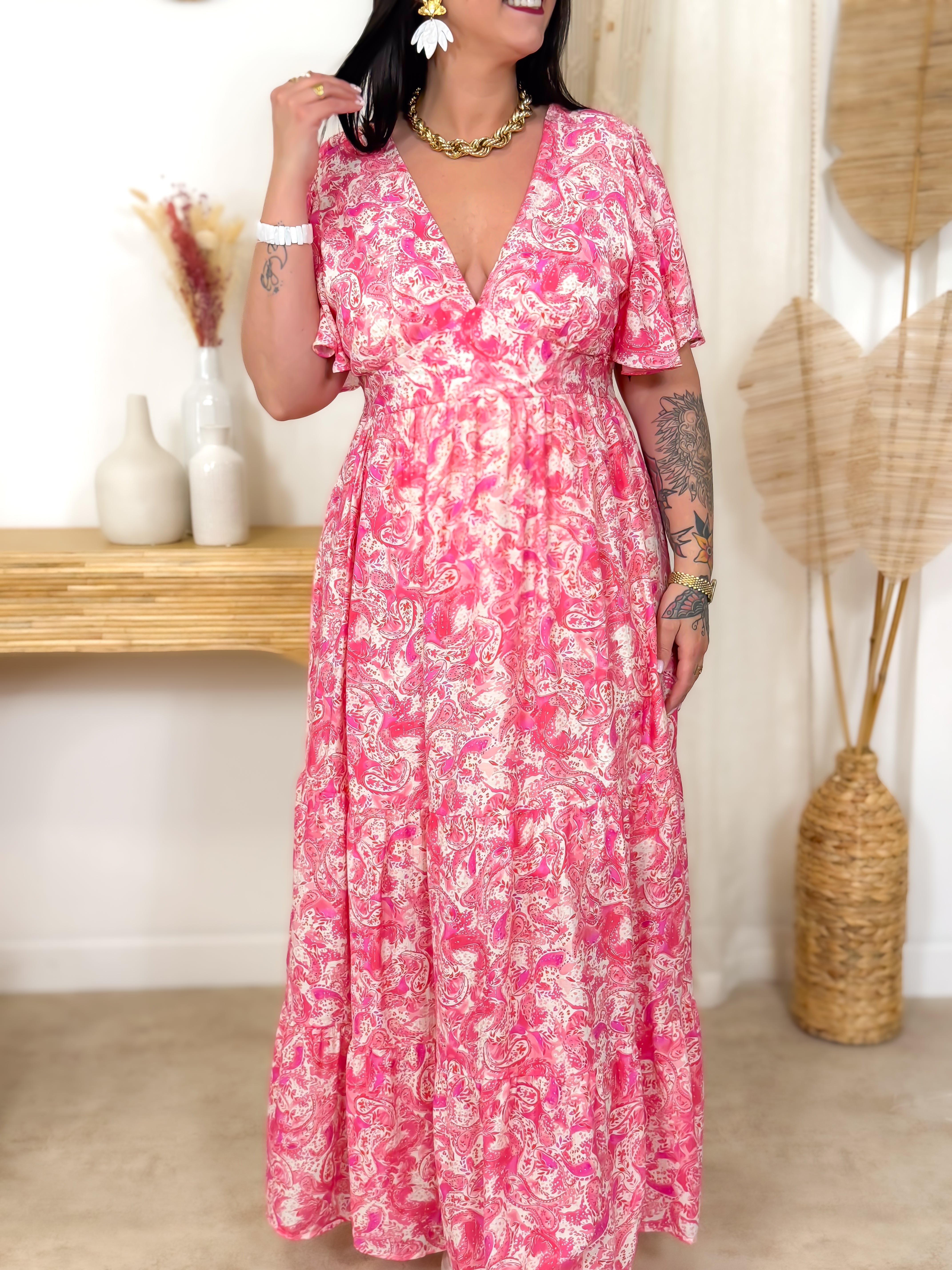 Robe Longue - Xelya - Rose