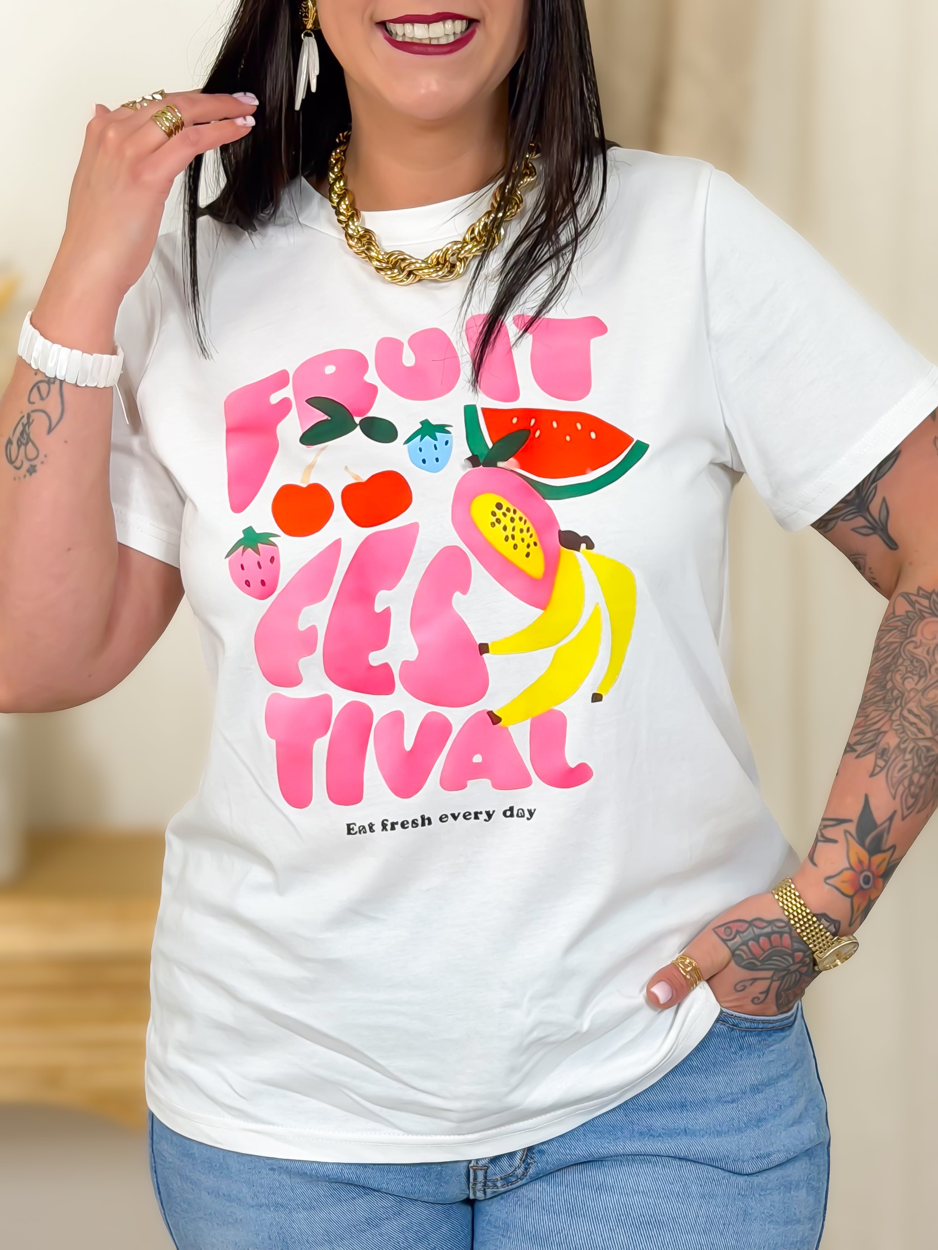 T-shirt - Leila - Geel