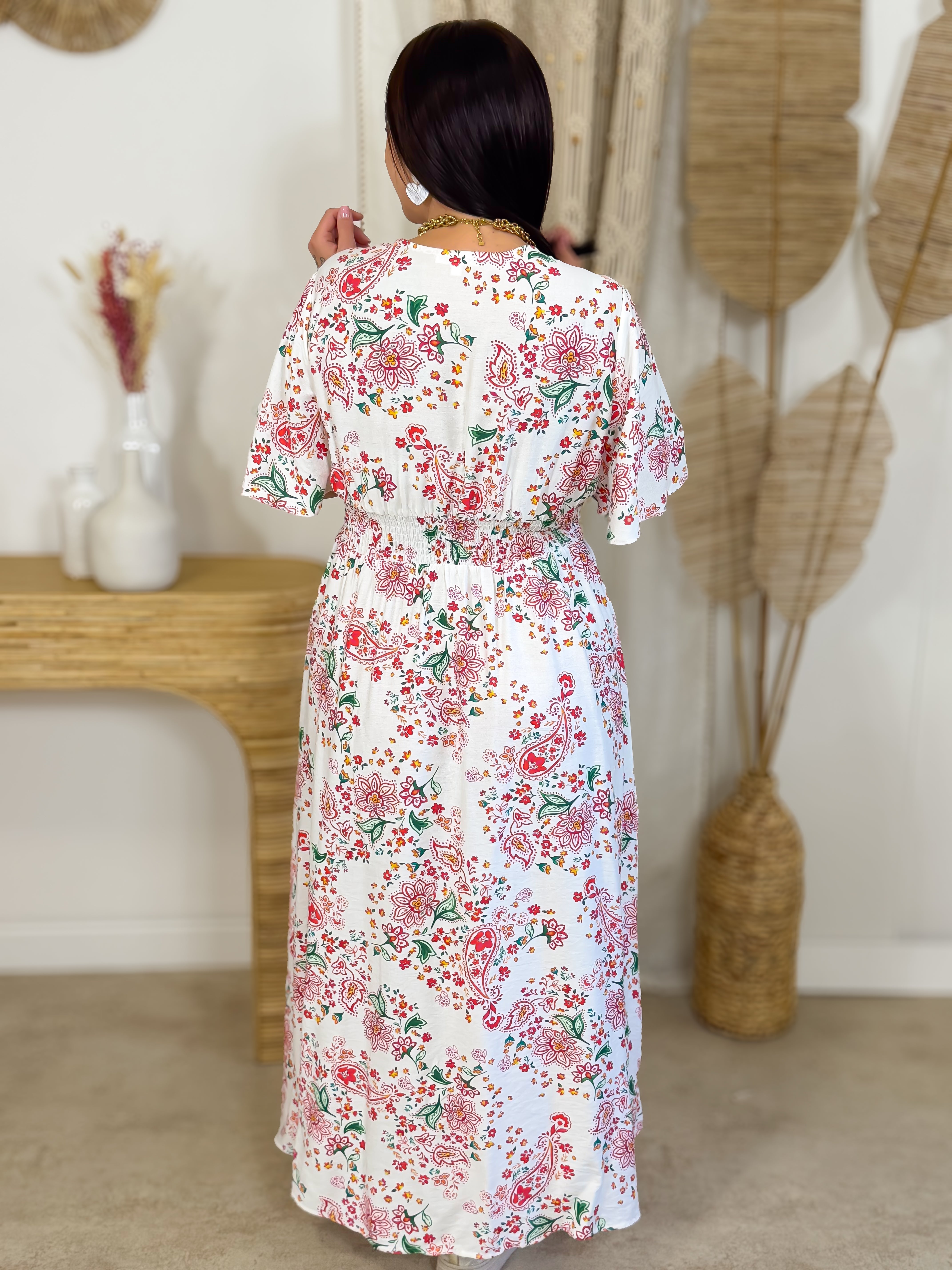 Robe Longue - Greta - Blanc & Rouge