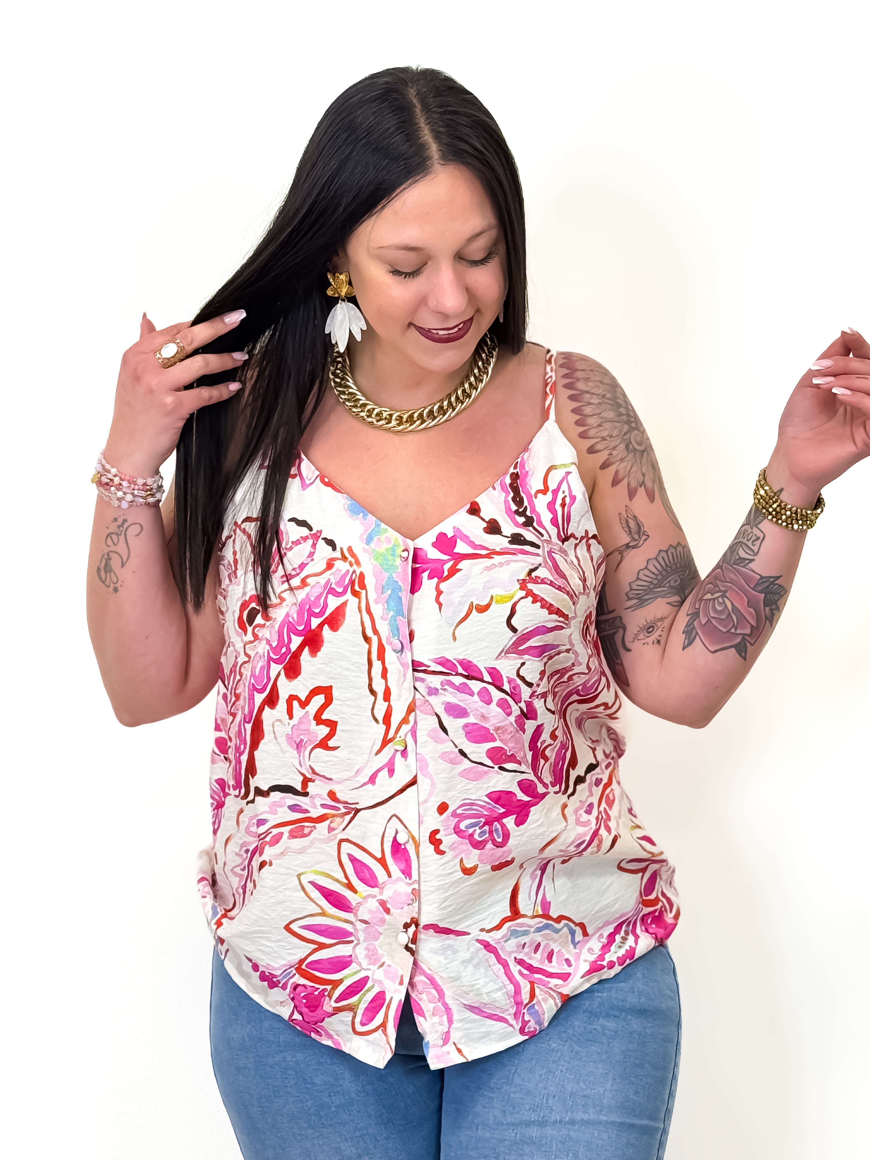 Top - Nella - Wit &amp; roze
