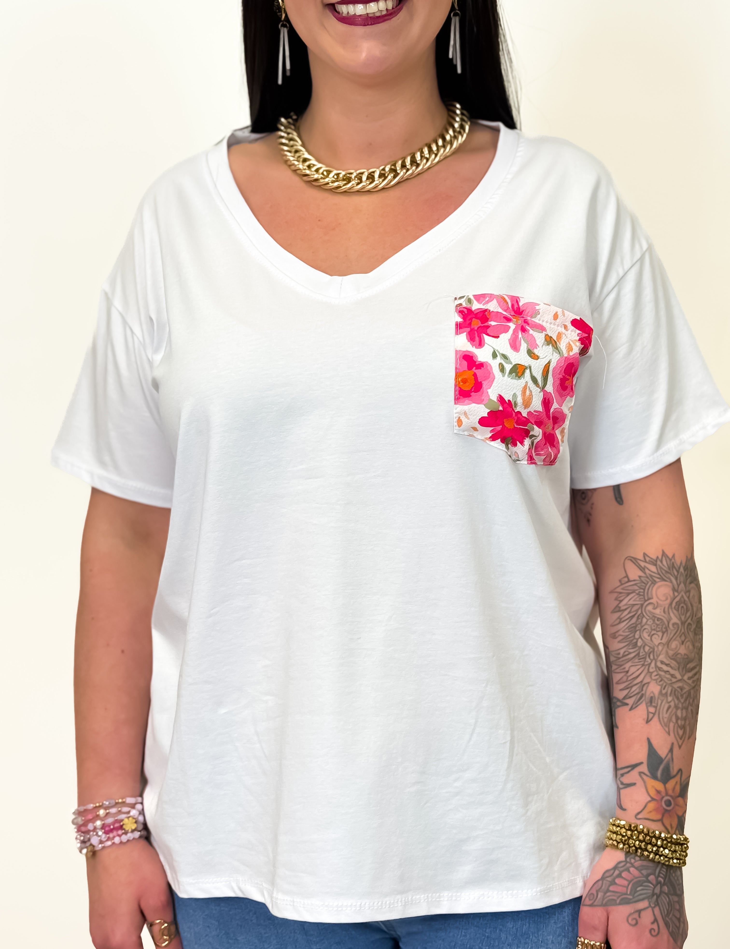 T-shirt - Maryne - Blanc & Rose
