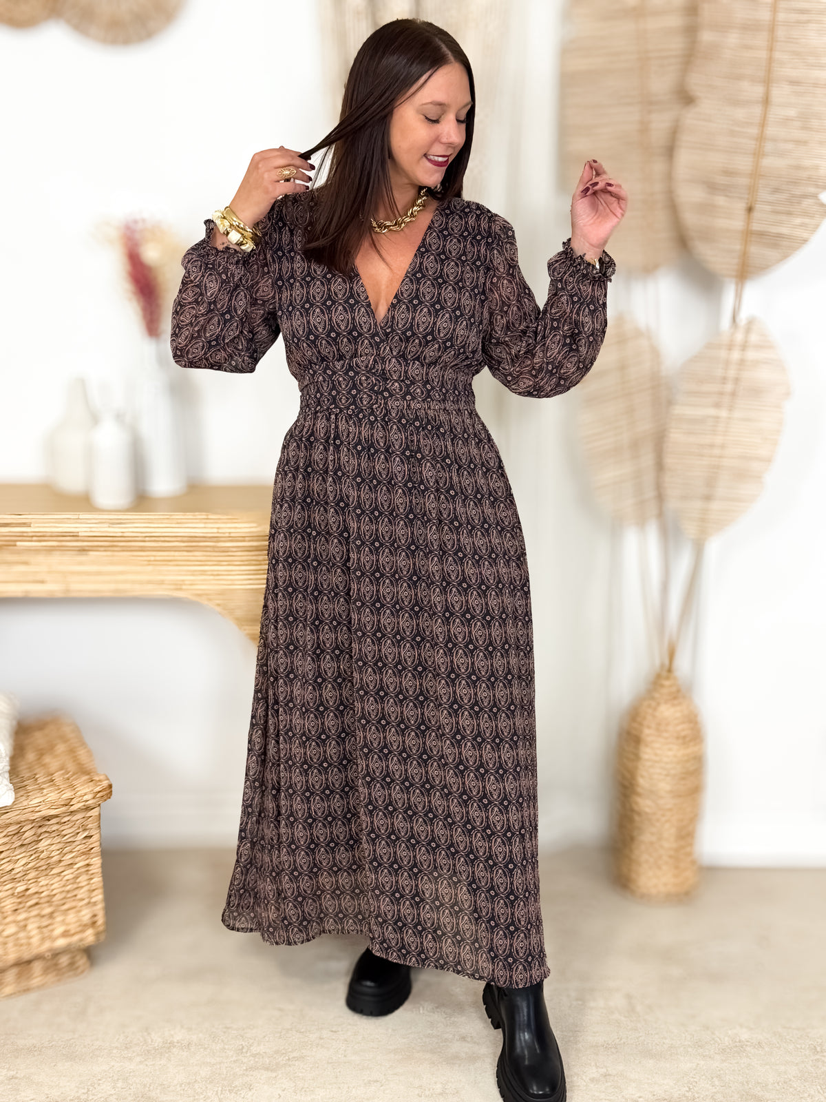 Robe Longue - Maeline - Noir & Rouge