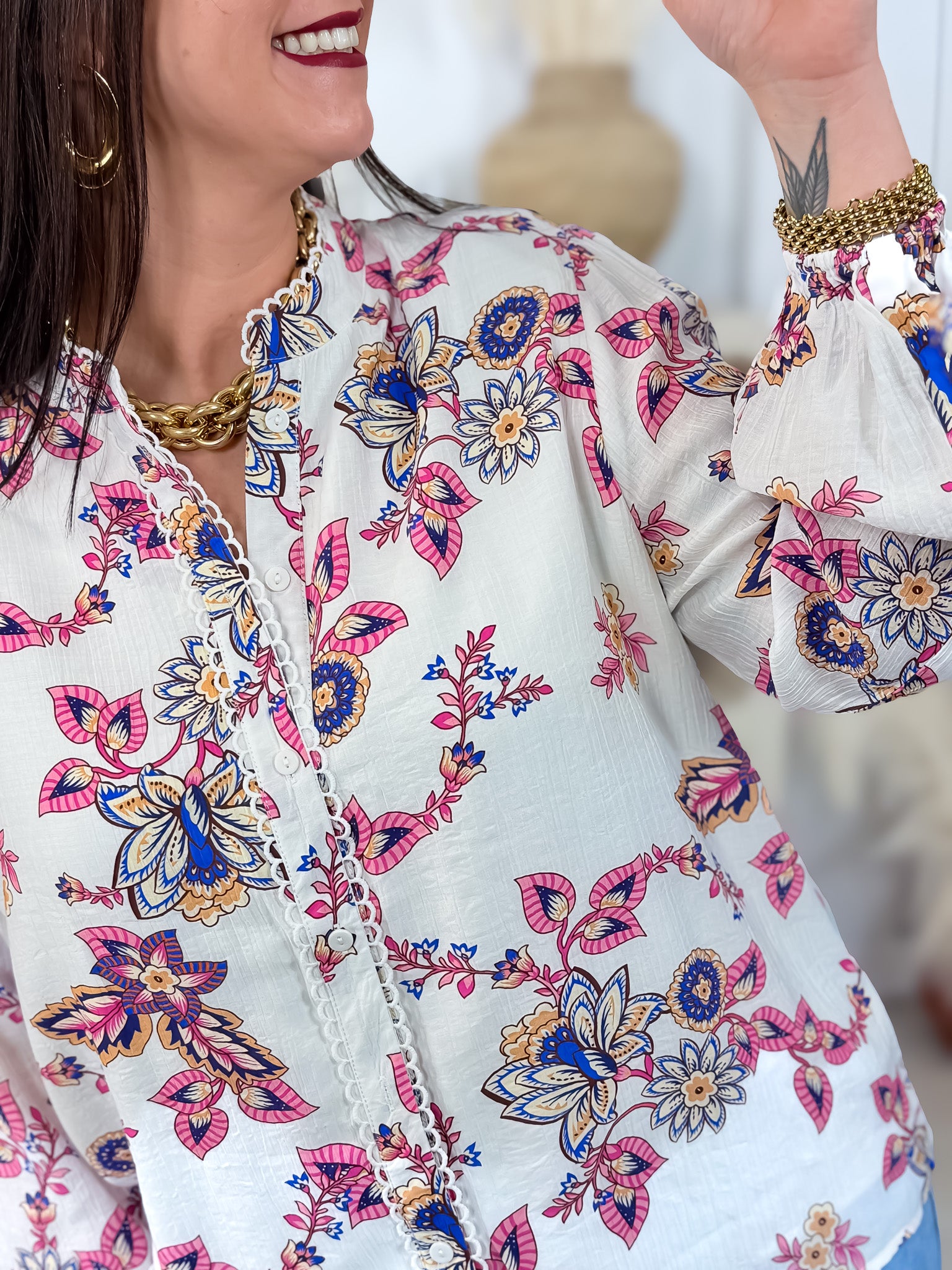 Chemisier - Lisa - Rose & Blanc