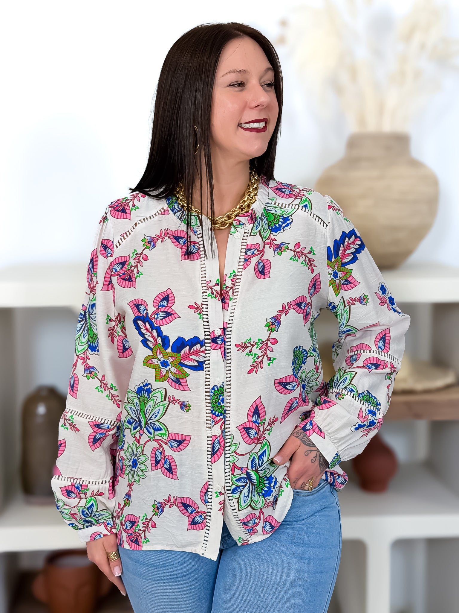 Chemisier - Isabella - Blanc & Vert