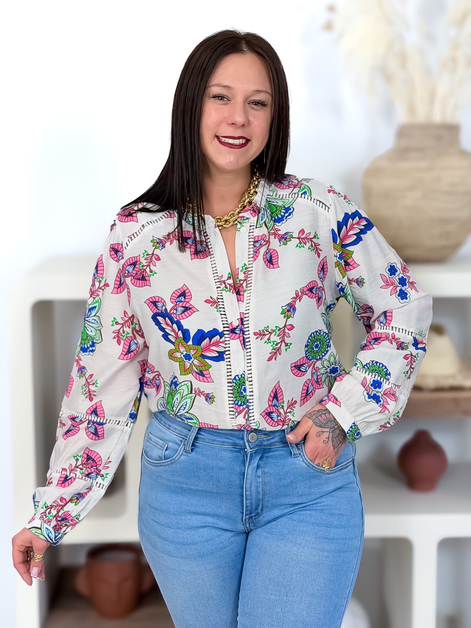 Chemisier - Isabella - Blanc & Vert