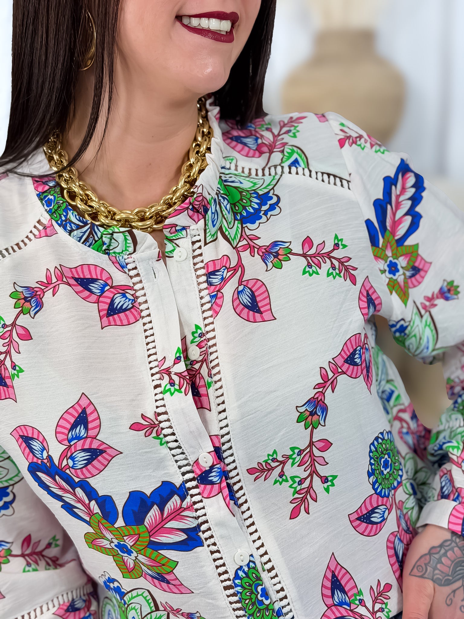 Chemisier - Isabella - Blanc & Vert