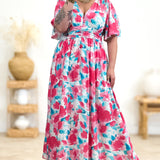 Robe - Alisia - Turquoise & Rose