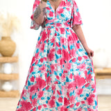 Robe - Alisia - Turquoise & Rose