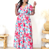 Robe - Alisia - Turquoise & Rose