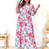 Robe - Alisia - Turquoise & Rose