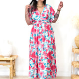 Robe - Alisia - Turquoise & Rose