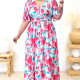 Robe - Alisia - Turquoise & Rose