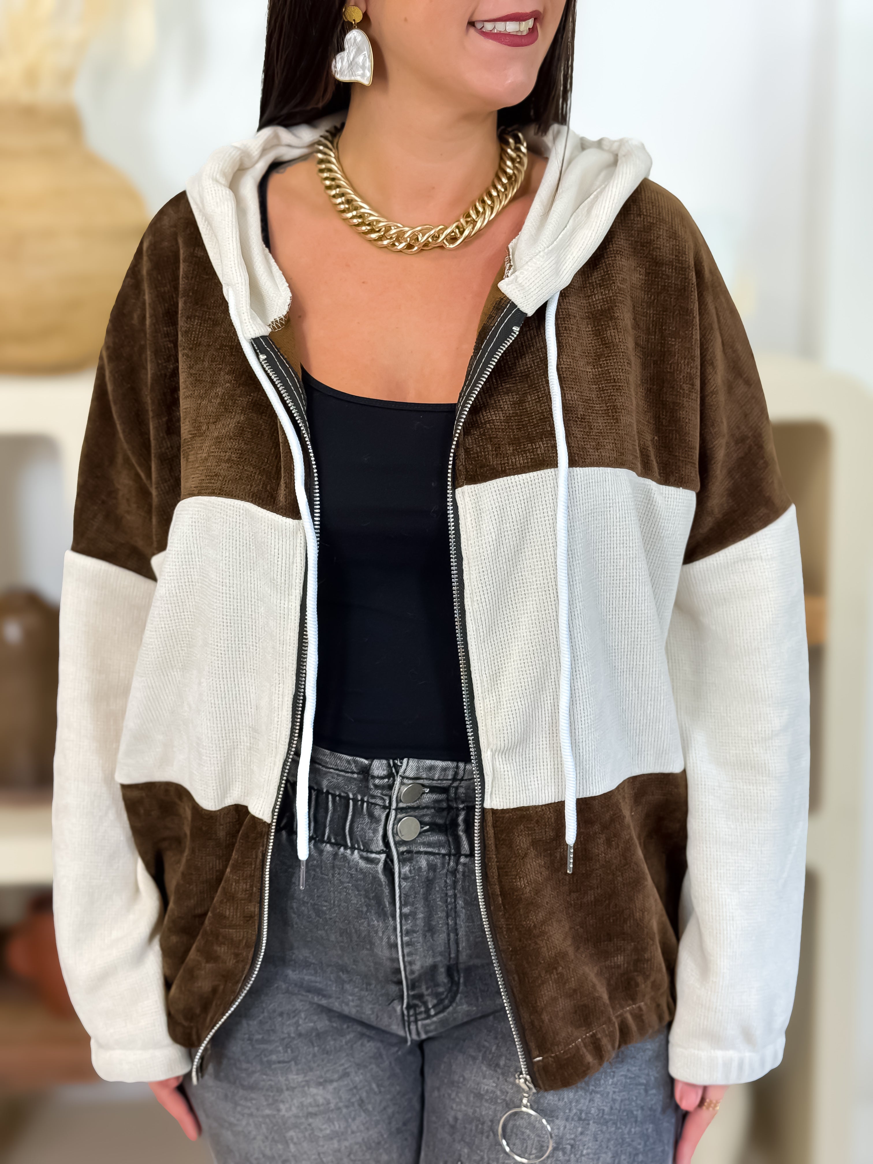 Gilet - Jeroma - Beige & Chocolat