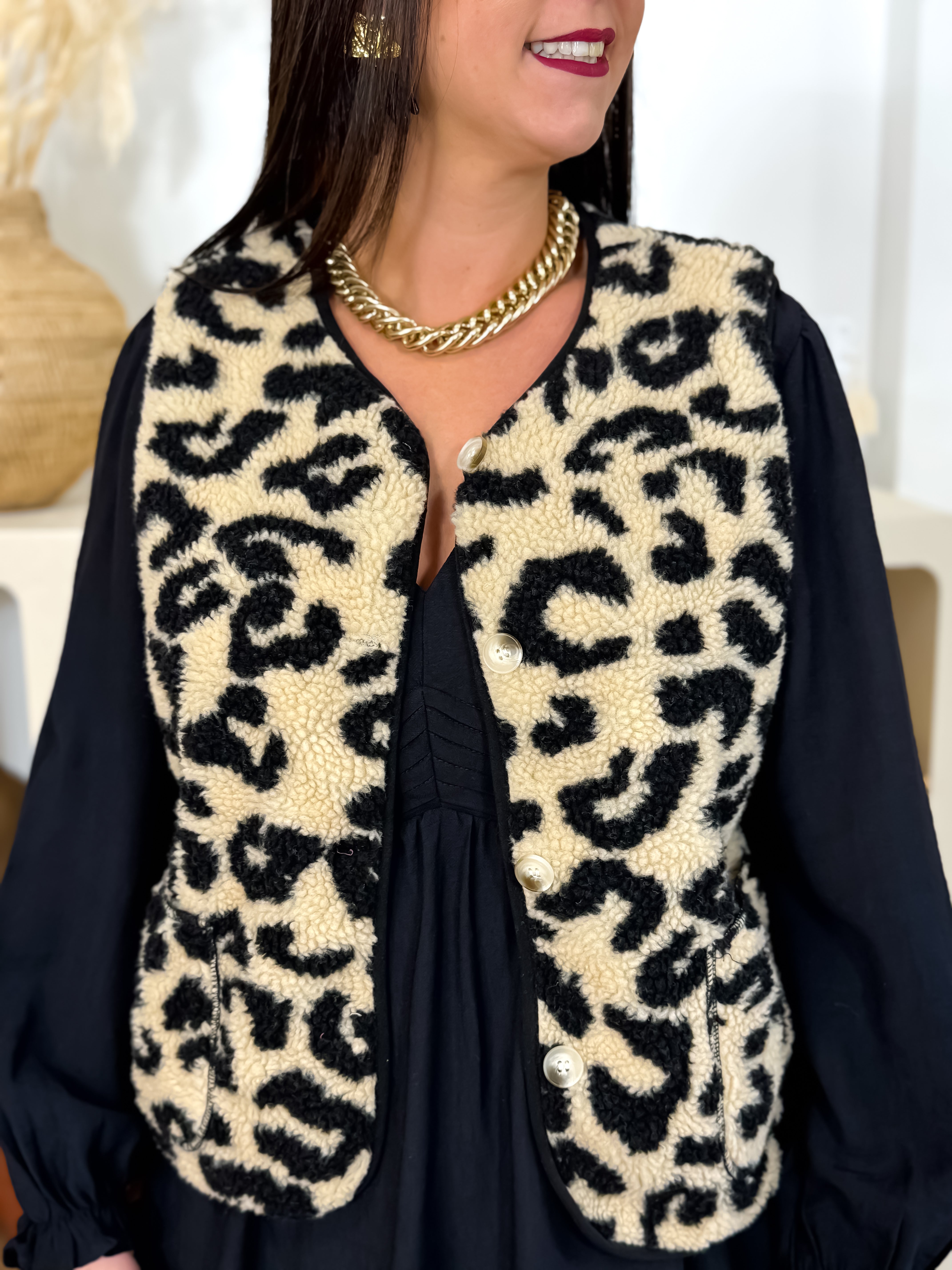 Veste sans manches - Line - Beige & Noir
