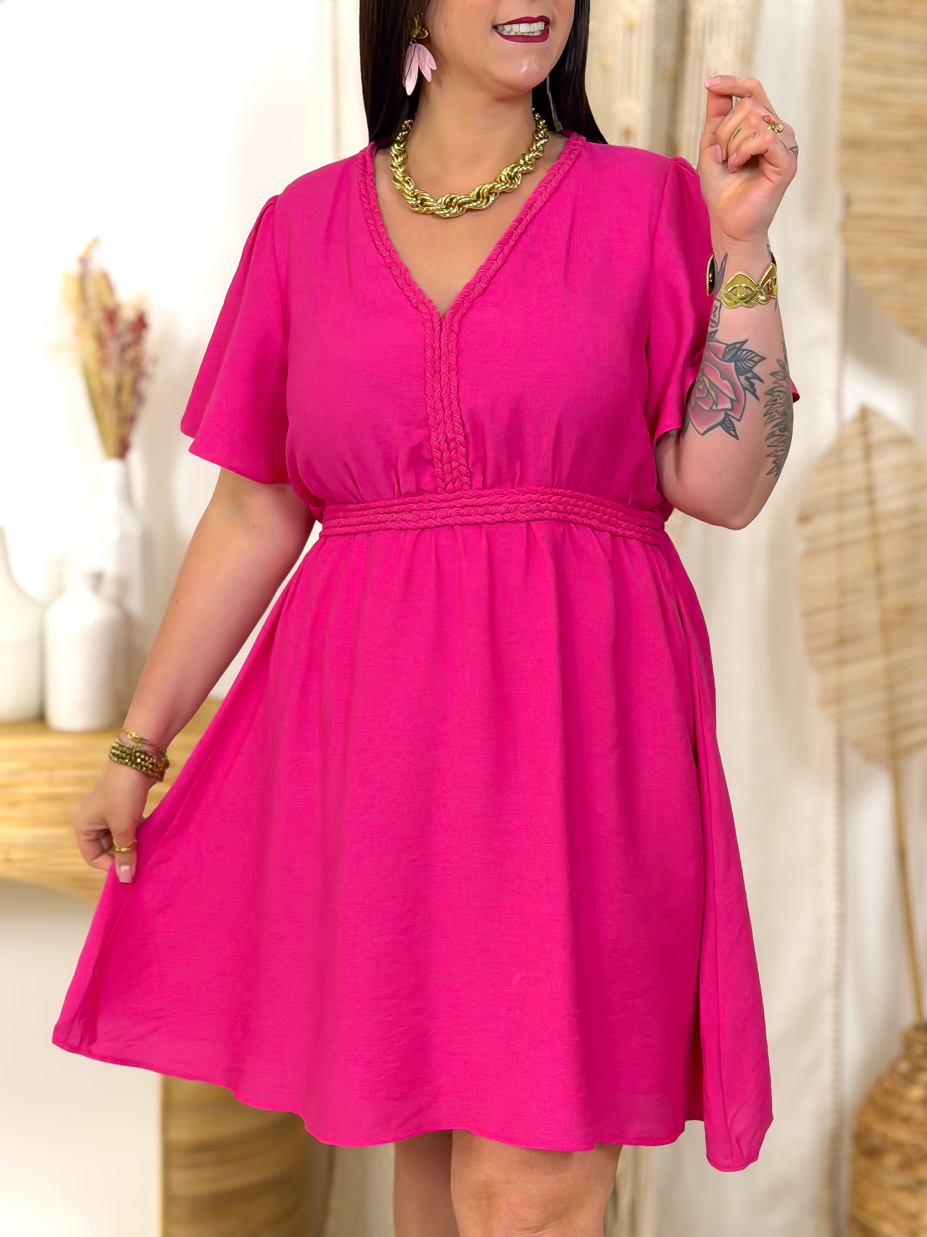 Robe Courte - Béatrice - Fuchsia