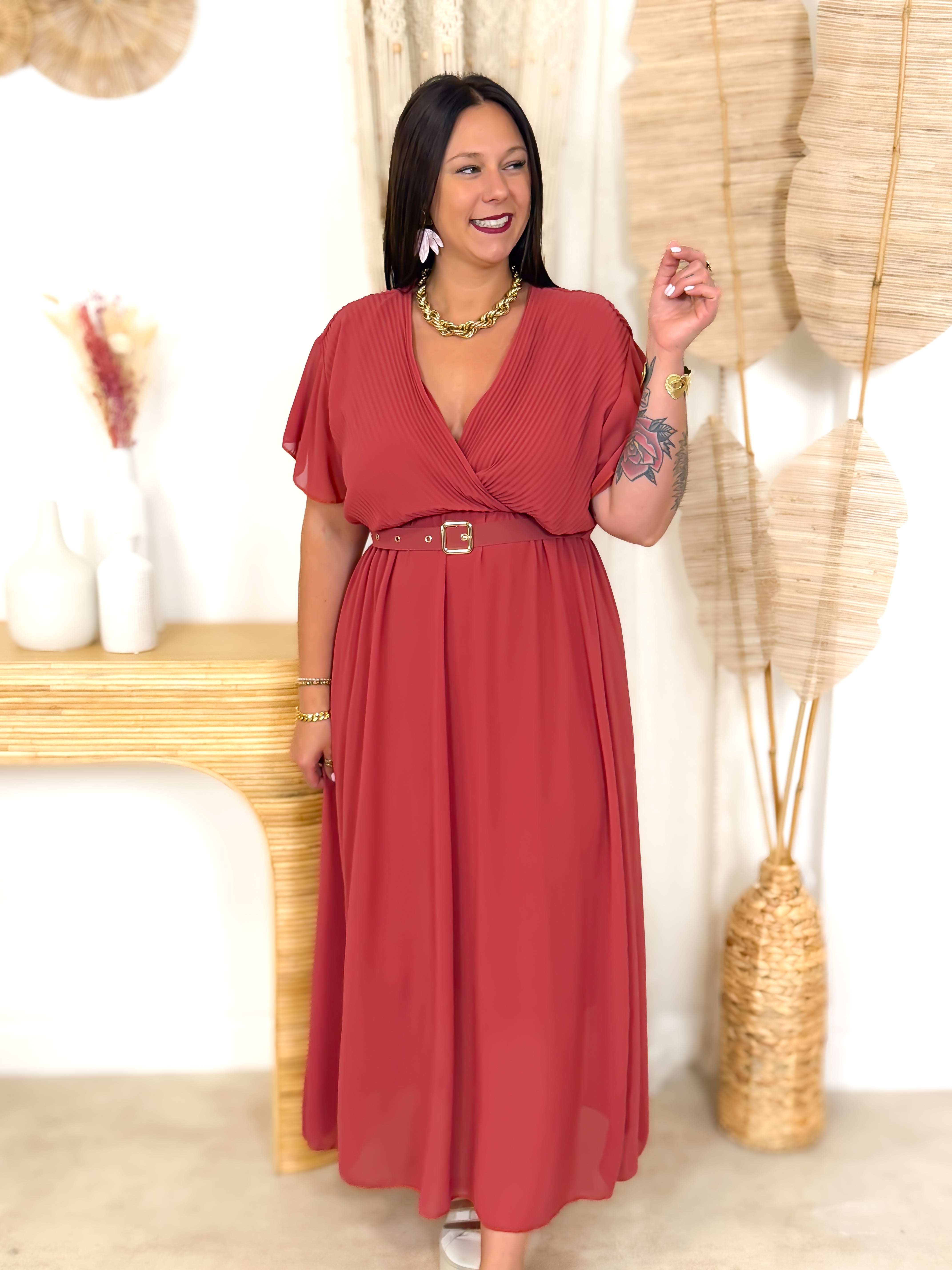 Robe Longue - Auria - Brique
