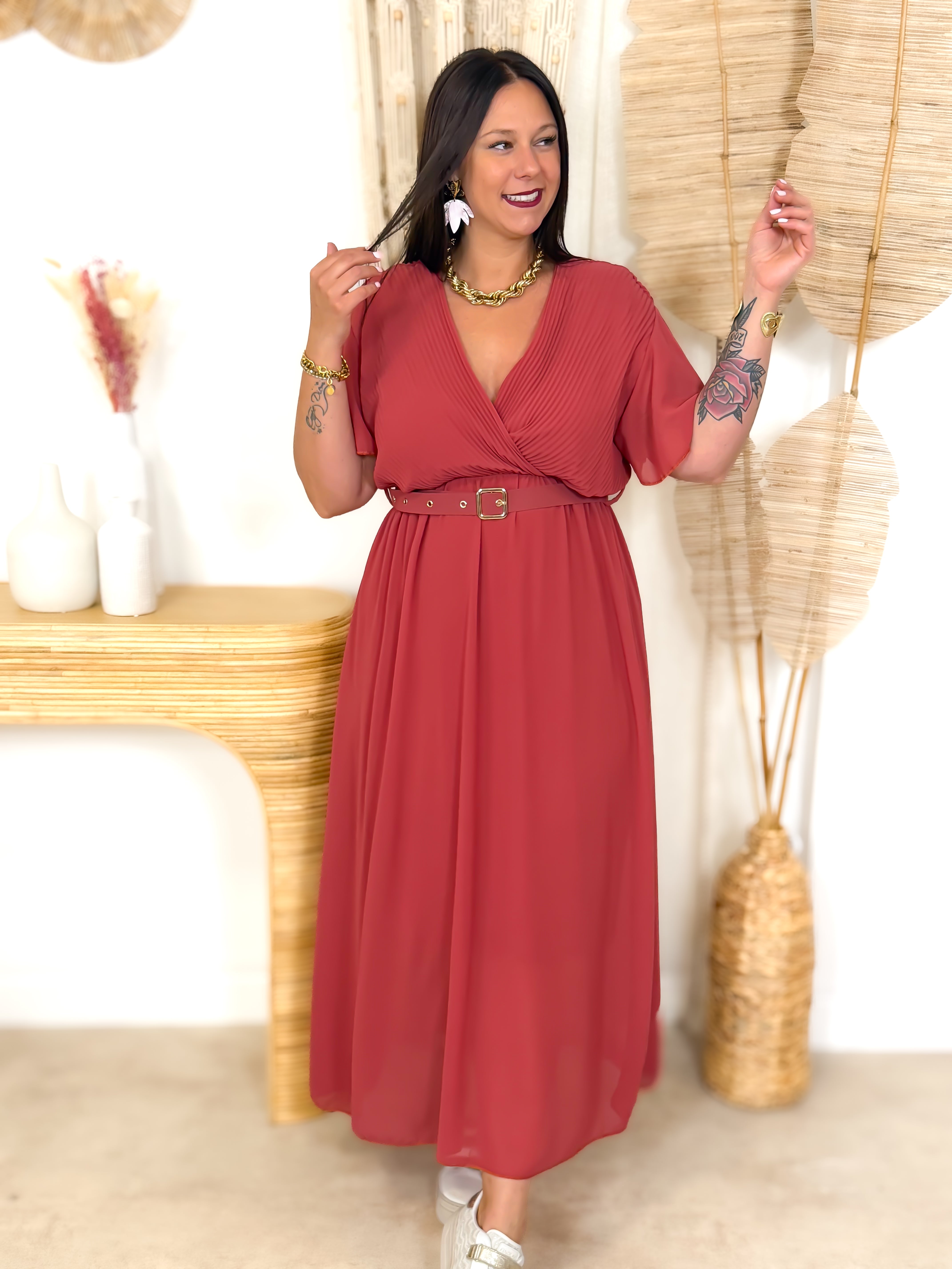 Robe Longue - Auria - Brique