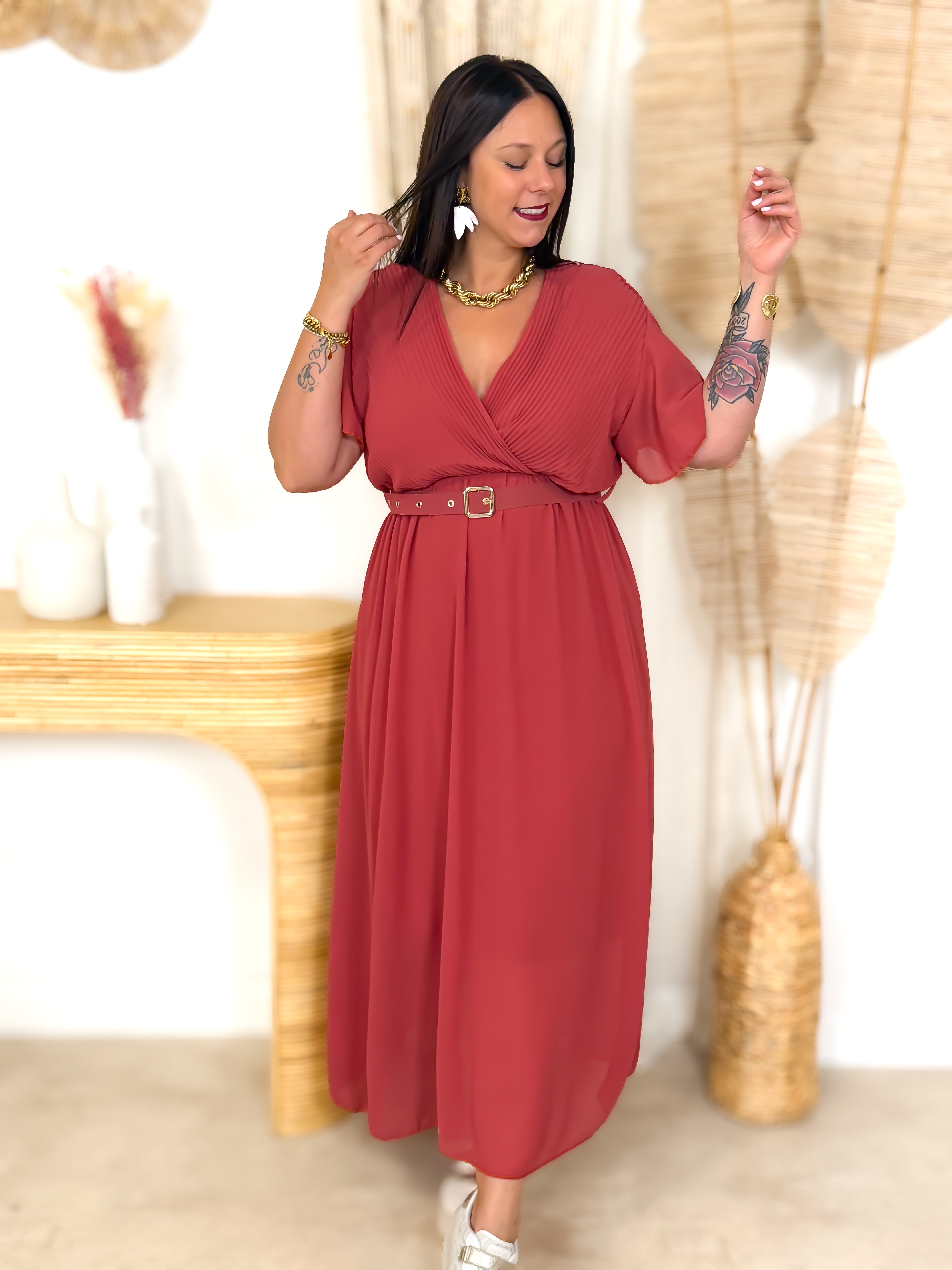 Robe Longue - Auria - Brique