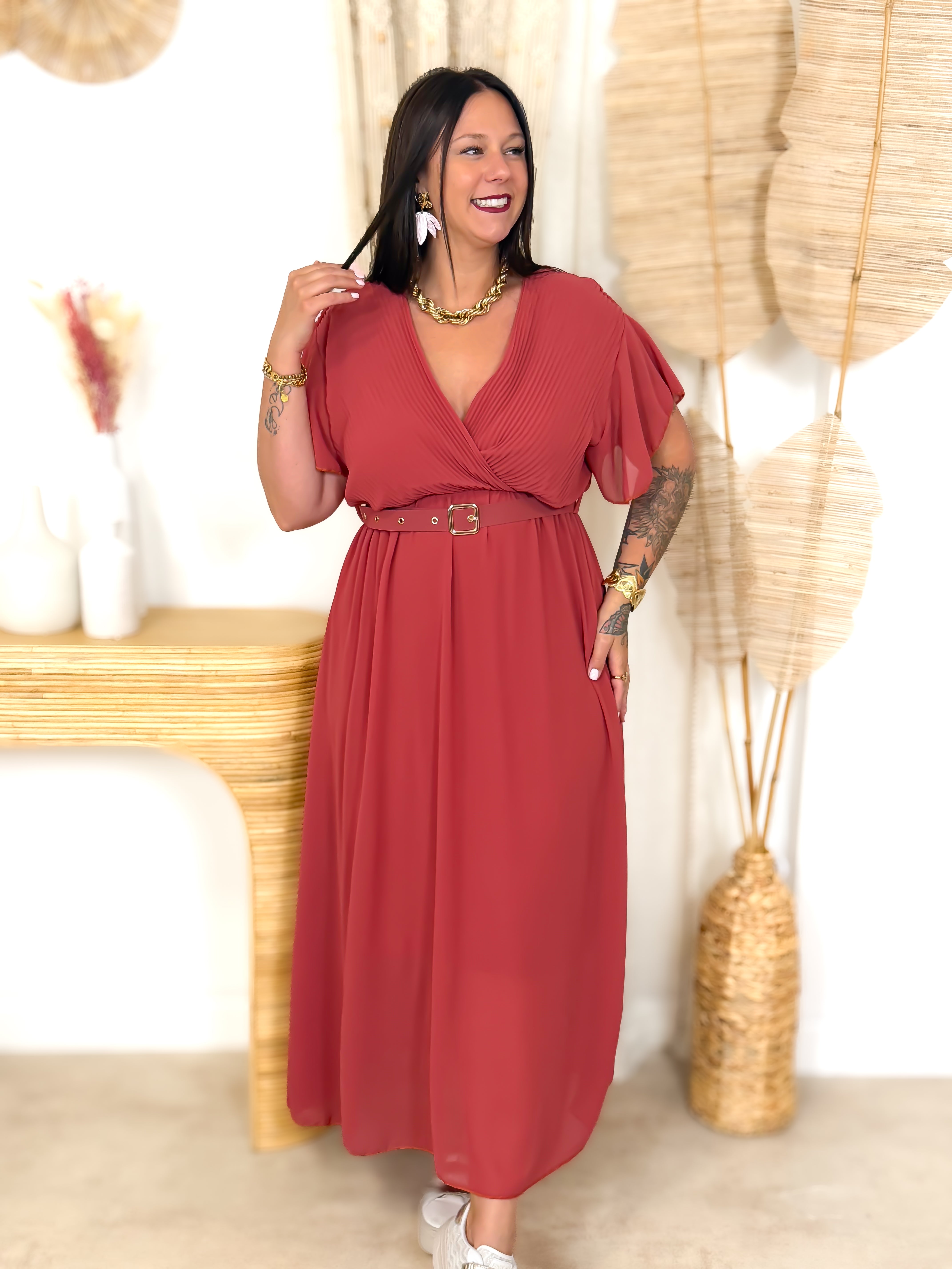 Robe Longue - Auria - Brique