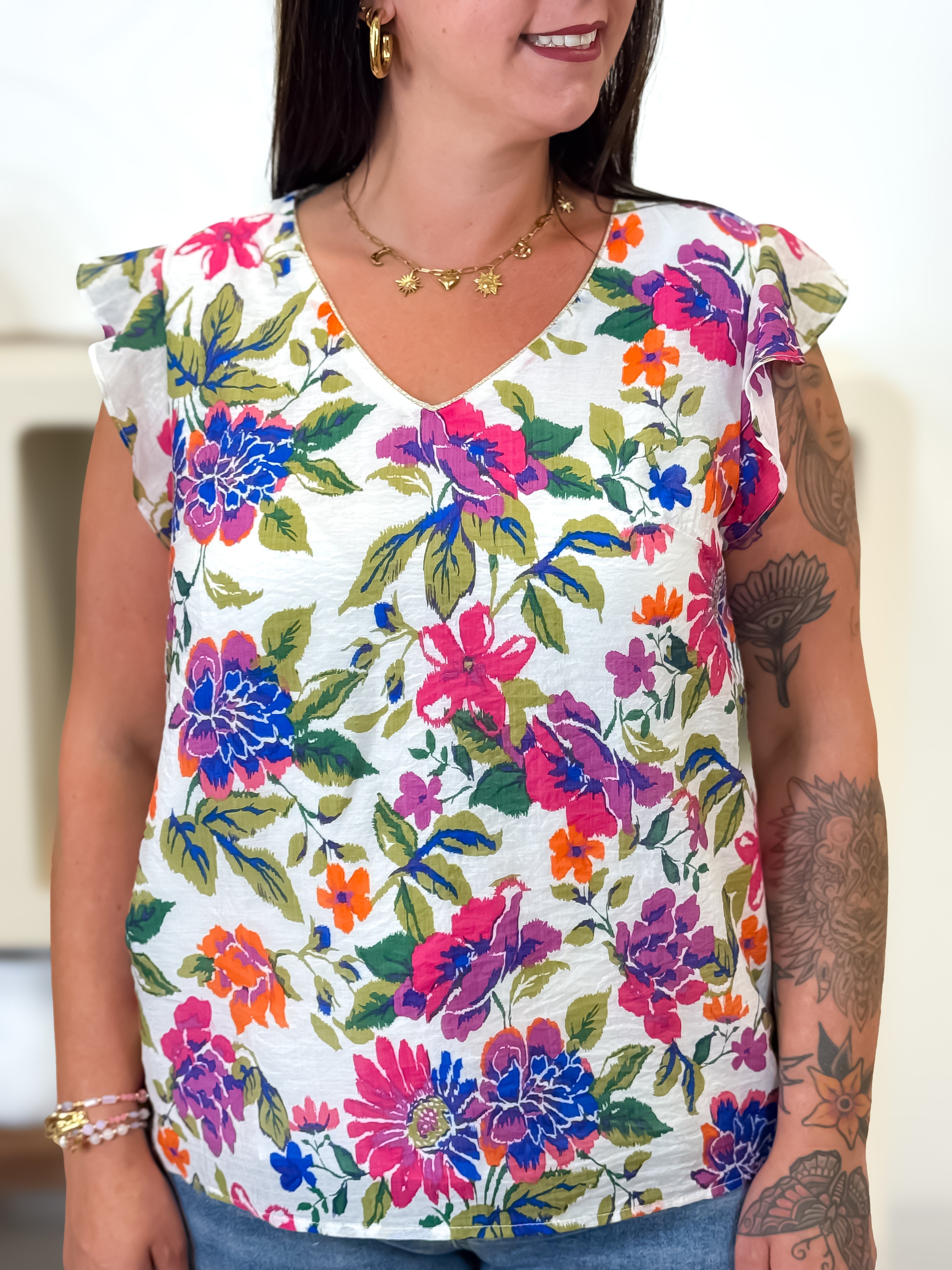 Blouse - Hifa - Vert & Rose