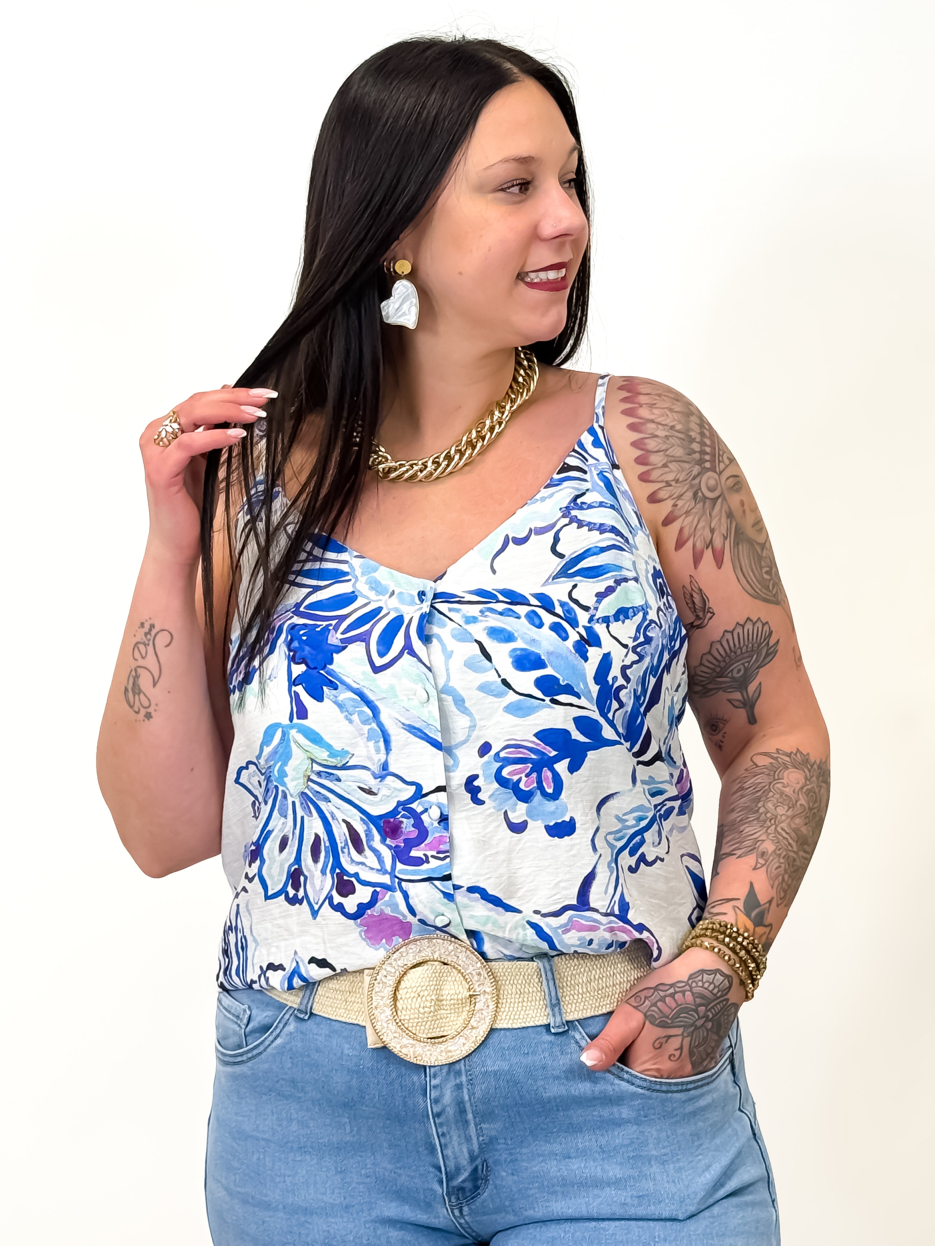 Top - Nella - Wit &amp; Blauw