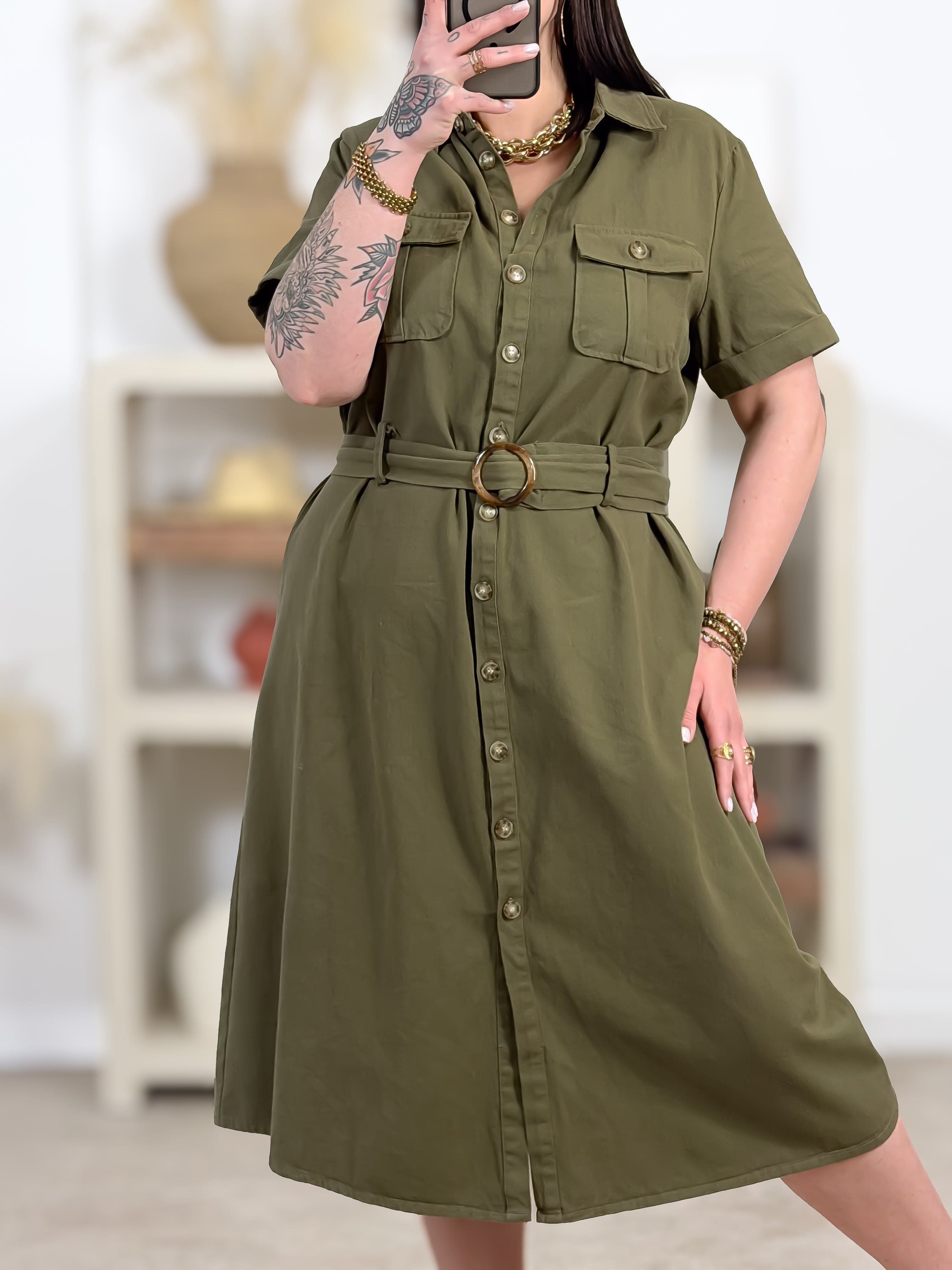 Robe Chemise - Théa - Kaki