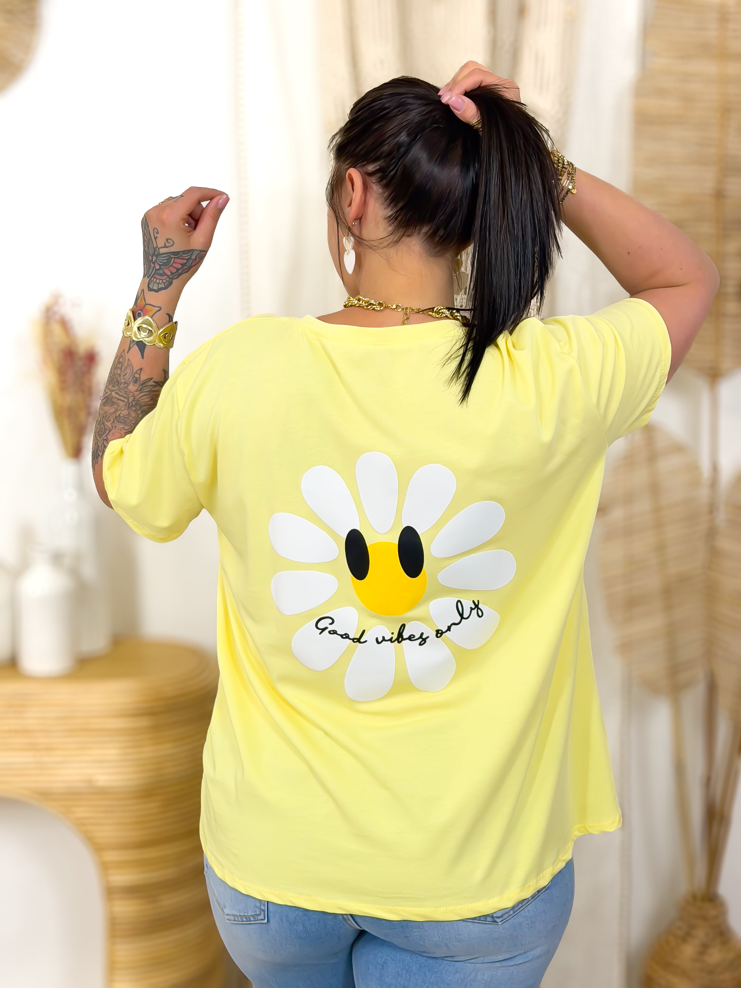T-shirt - Flowers - Jaune