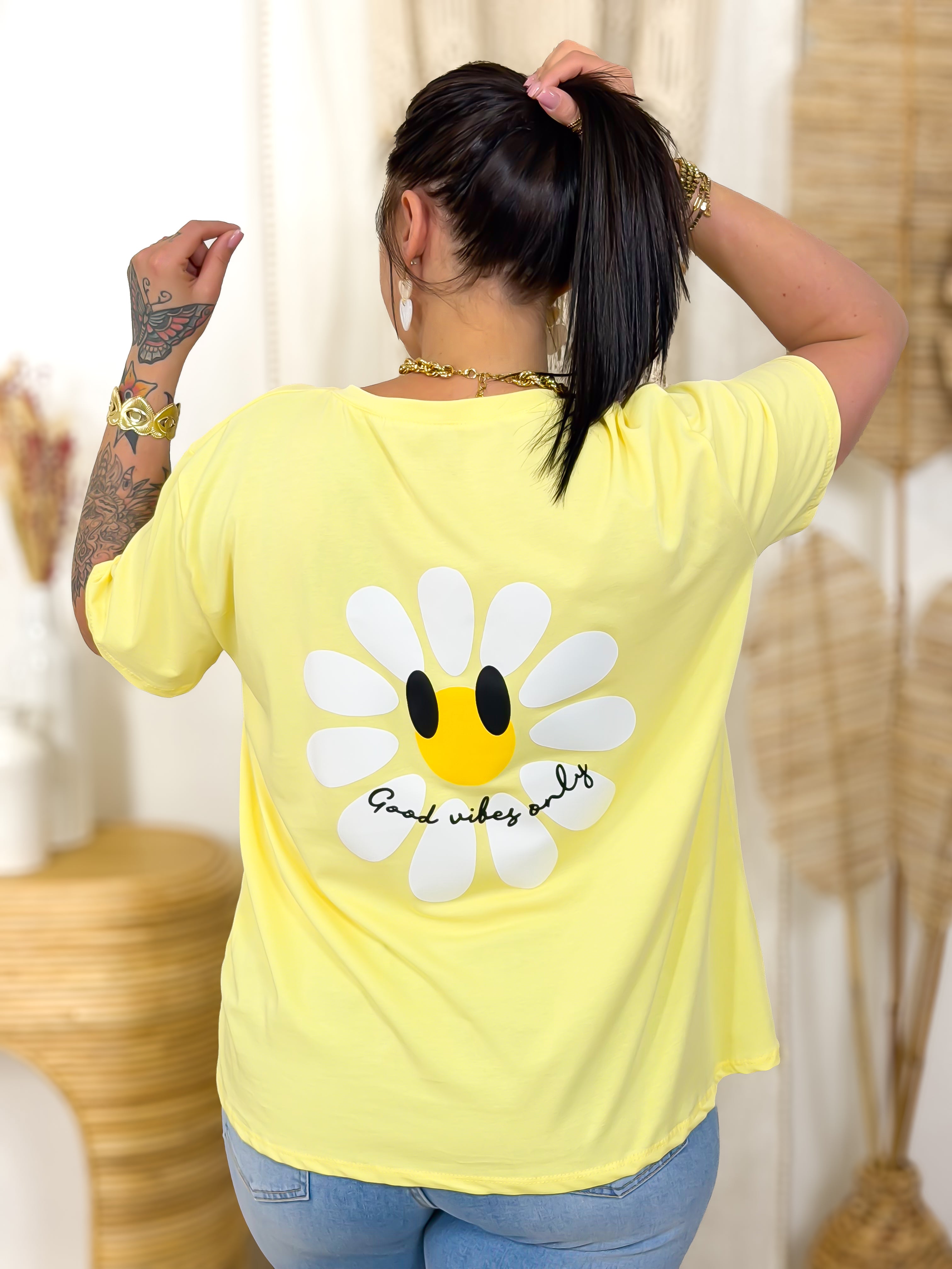 T-shirt - Flowers - Jaune