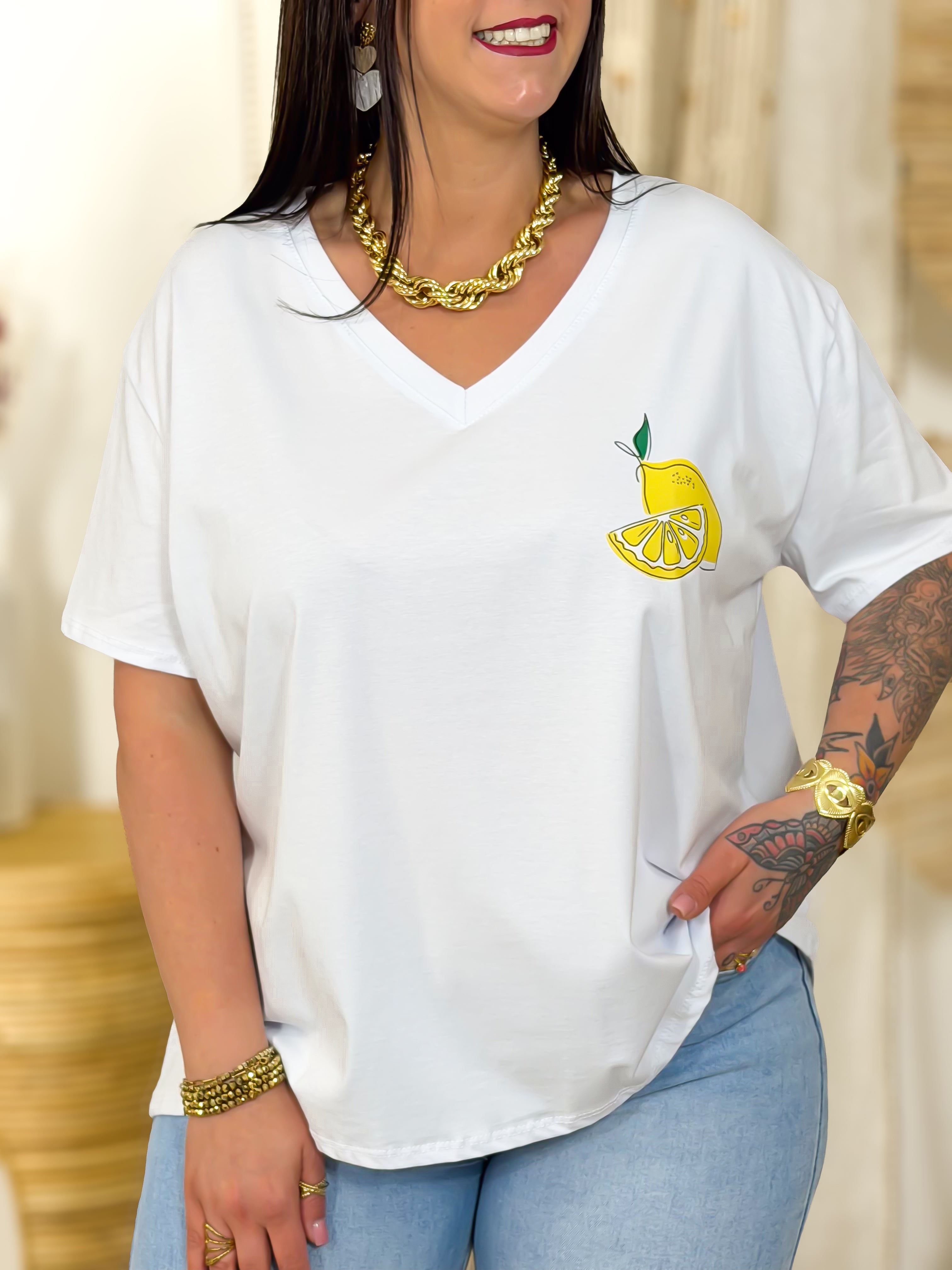 T-shirt - Leila - Geel