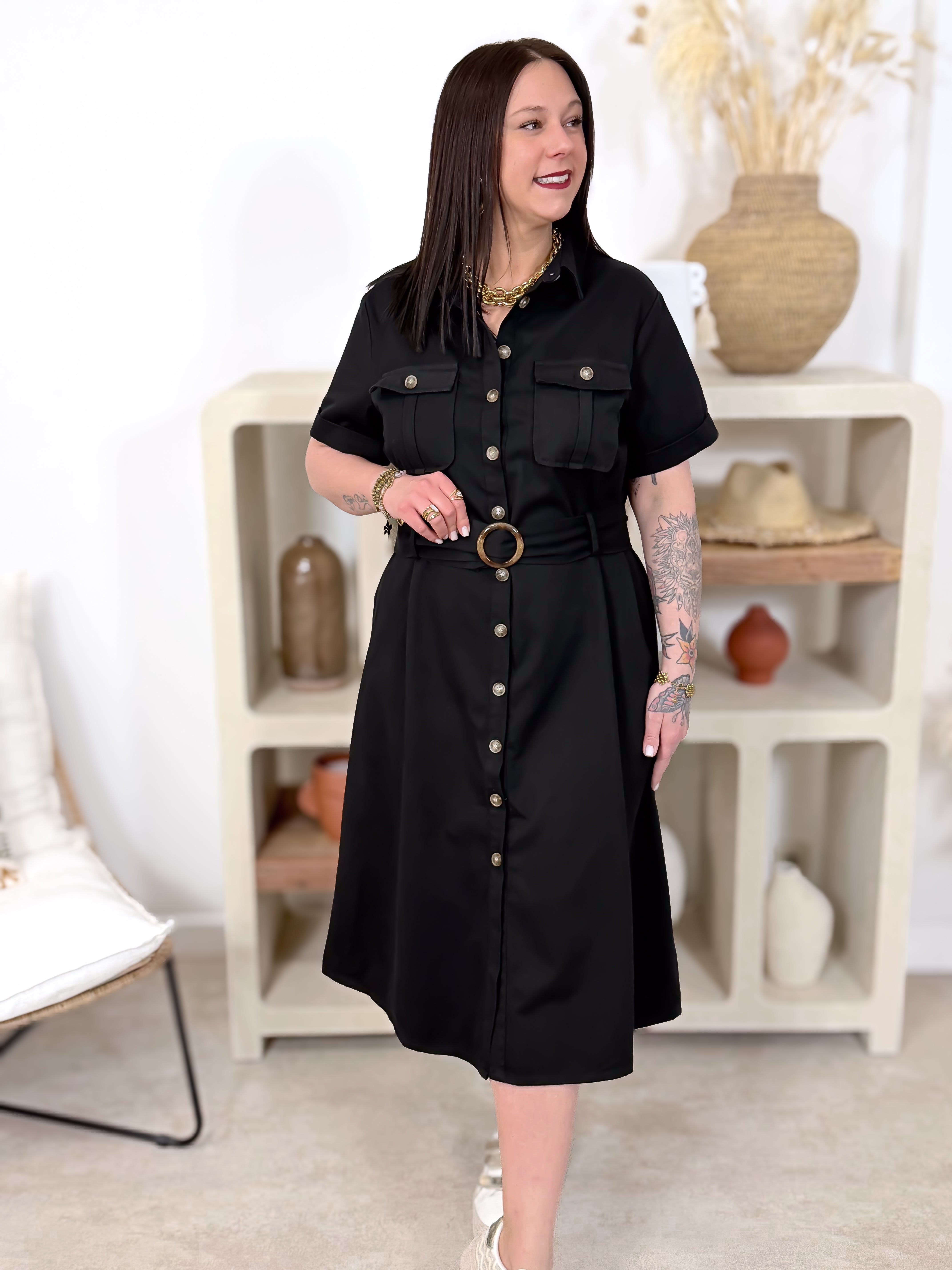 Robe Chemise - Théa - Noir