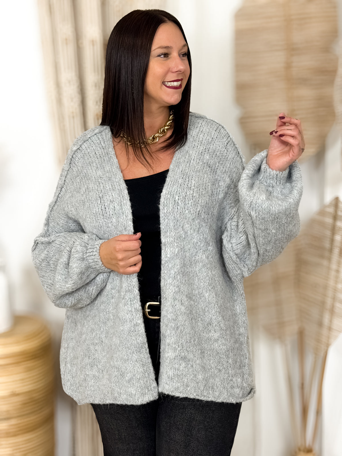 Gilet en maille grande taille Aumya gris