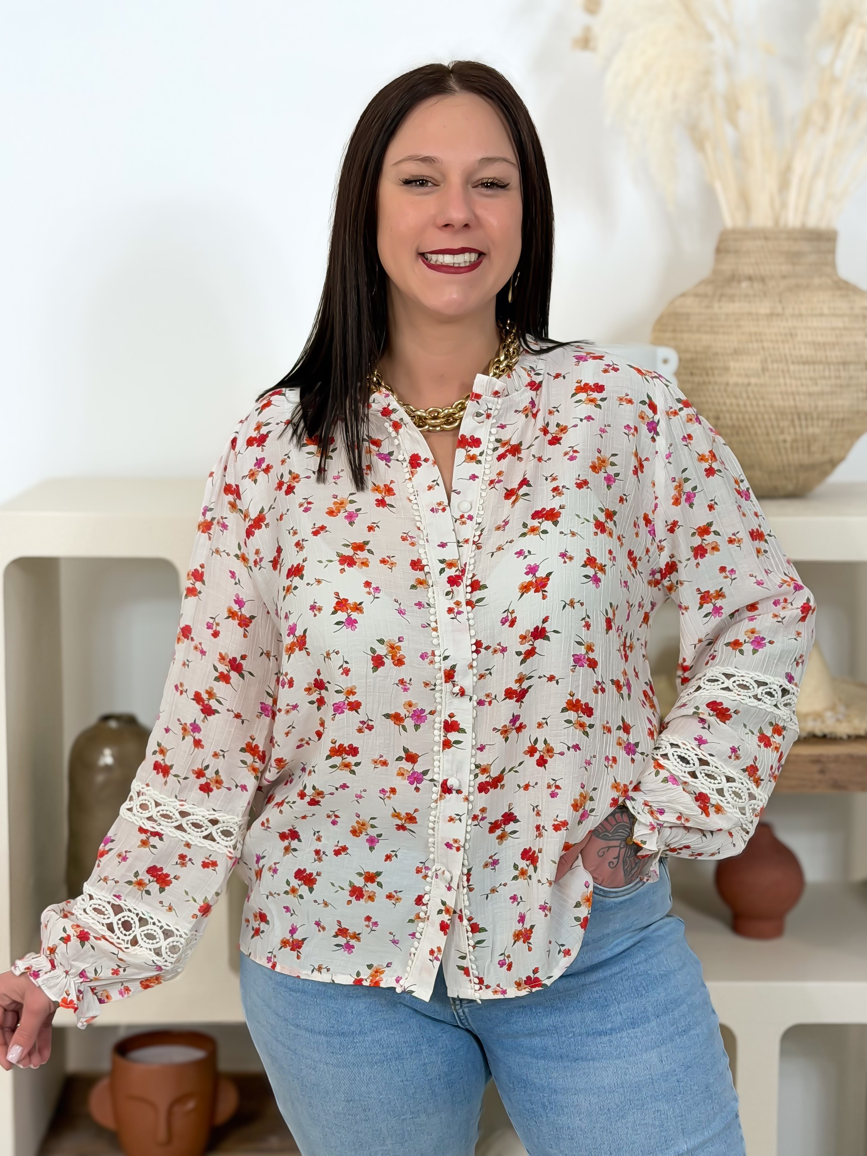 Chemisier - Nolia - Blanc & Corail