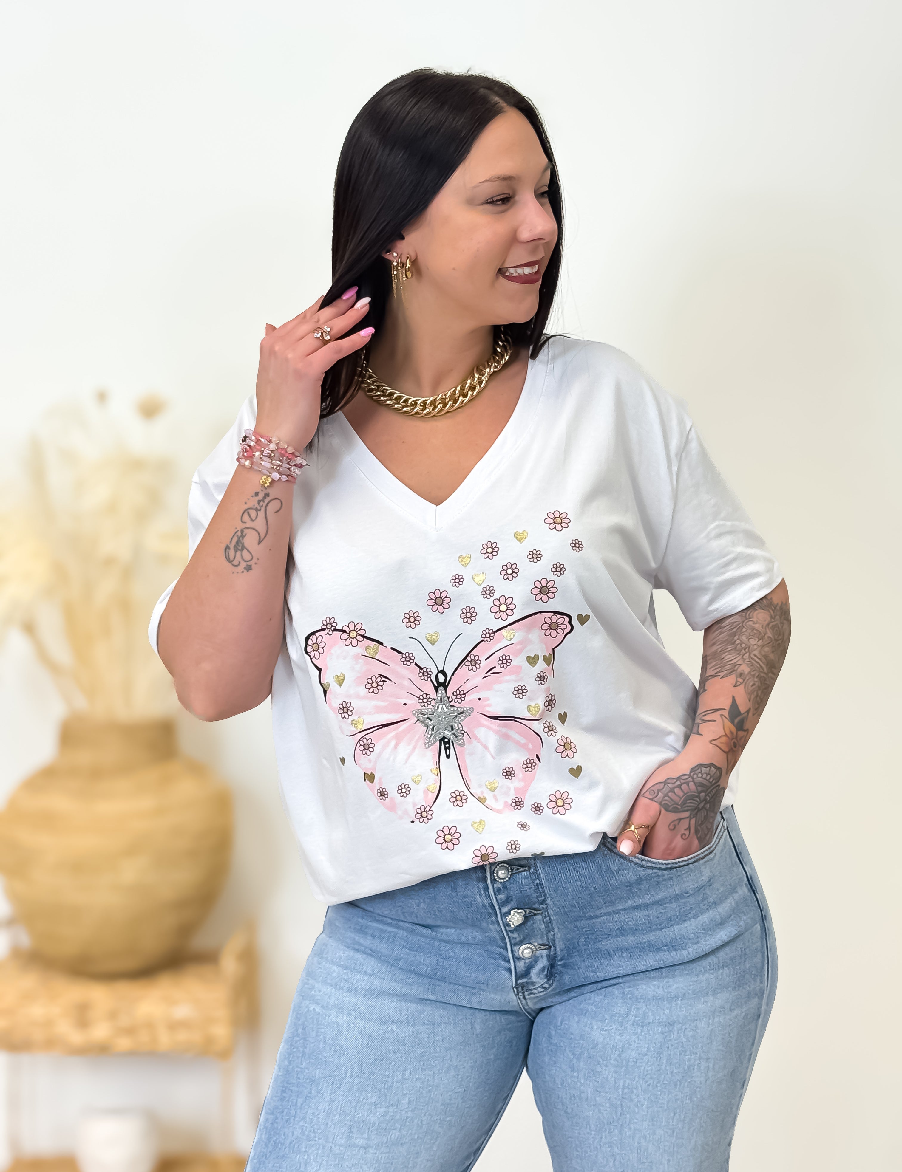 T-shirt - Papillon - Rose