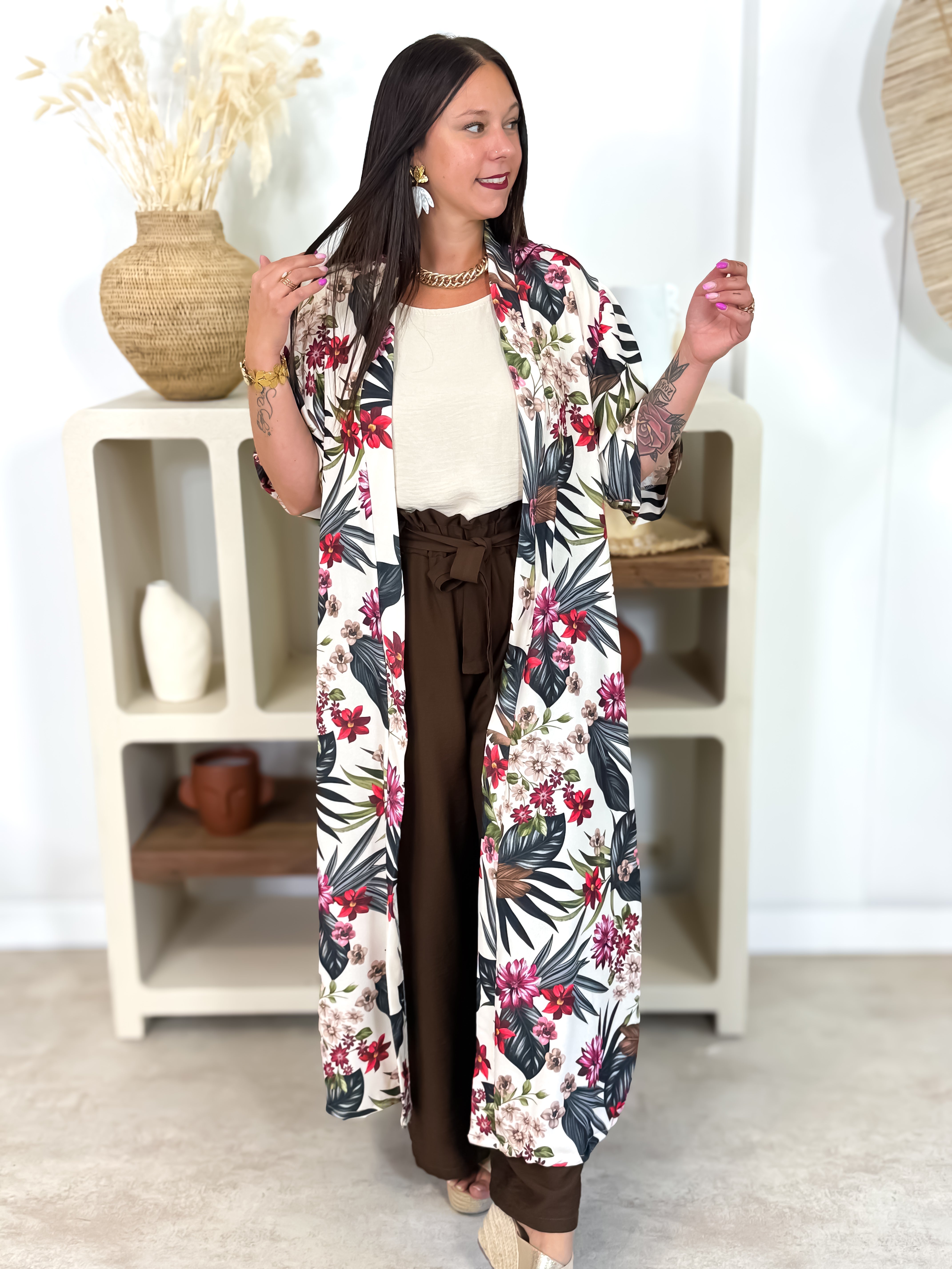 Gilet Long - Sienna - Beige & Noir