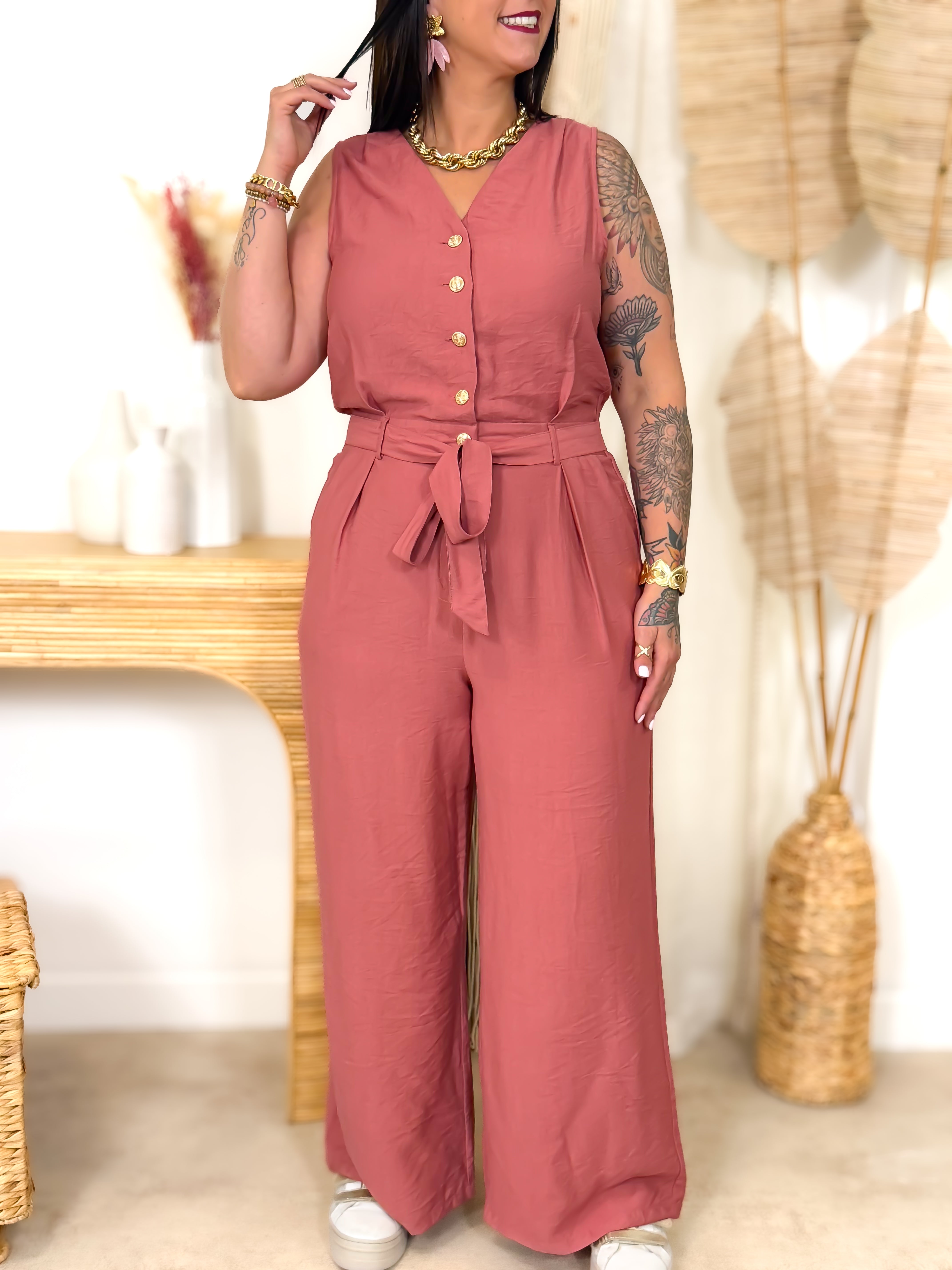 Jumpsuit - Mégane - Blauw &amp; Roze