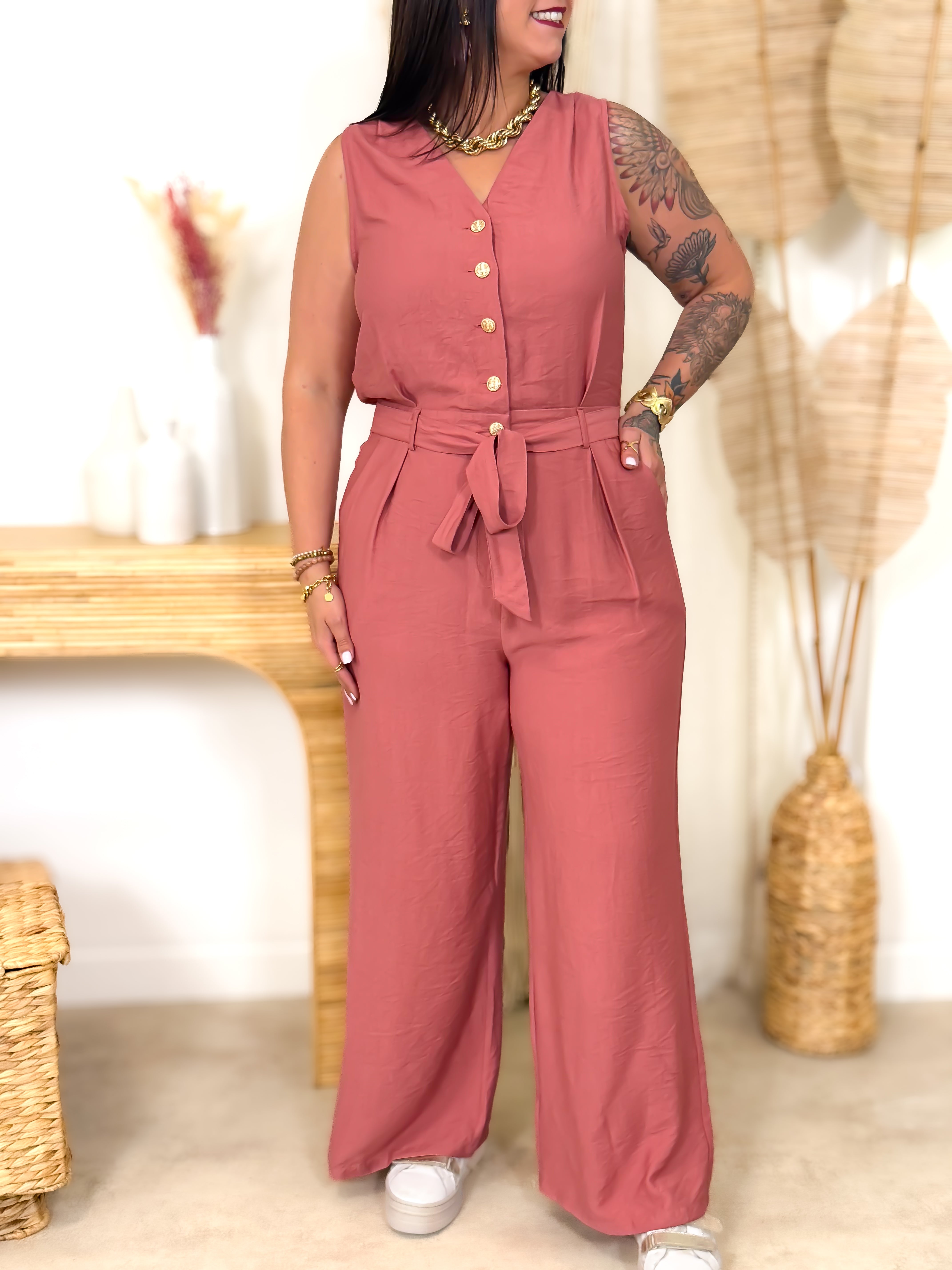 Jumpsuit - Mégane - Blauw &amp; Roze