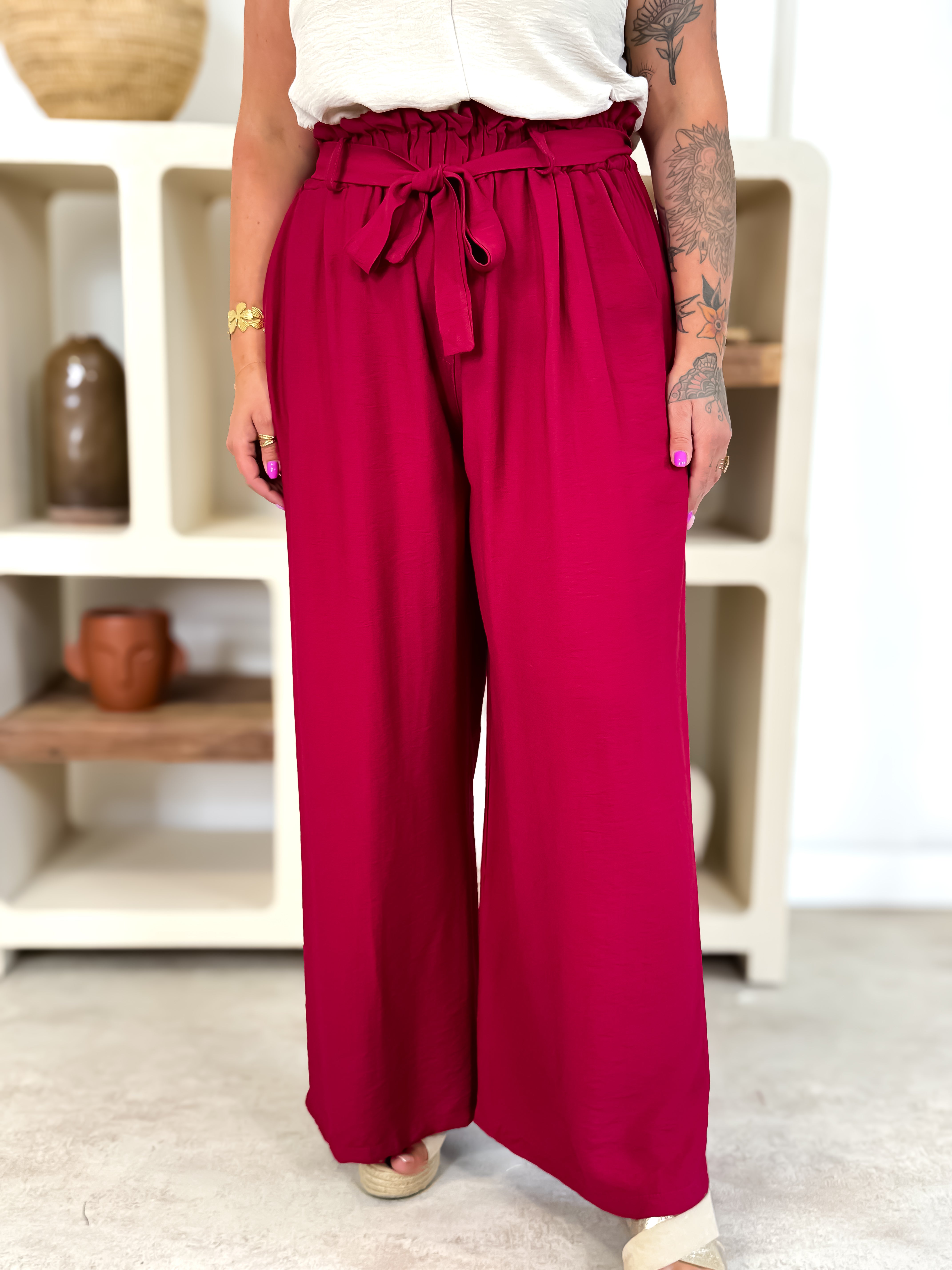 Pantalon fluide - Lorie - Bordeaux