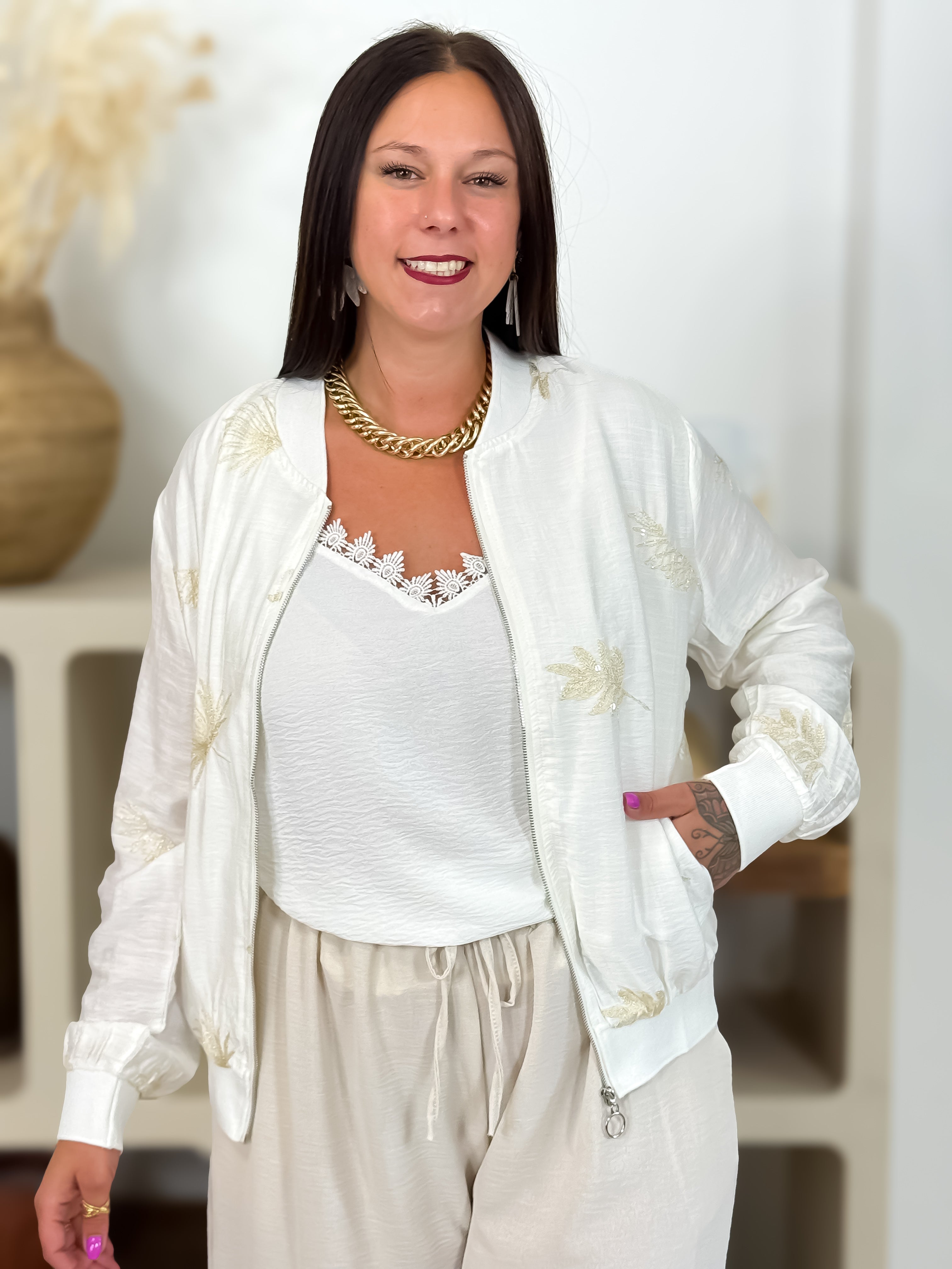 Bomber - Lia - Blanc & Beige