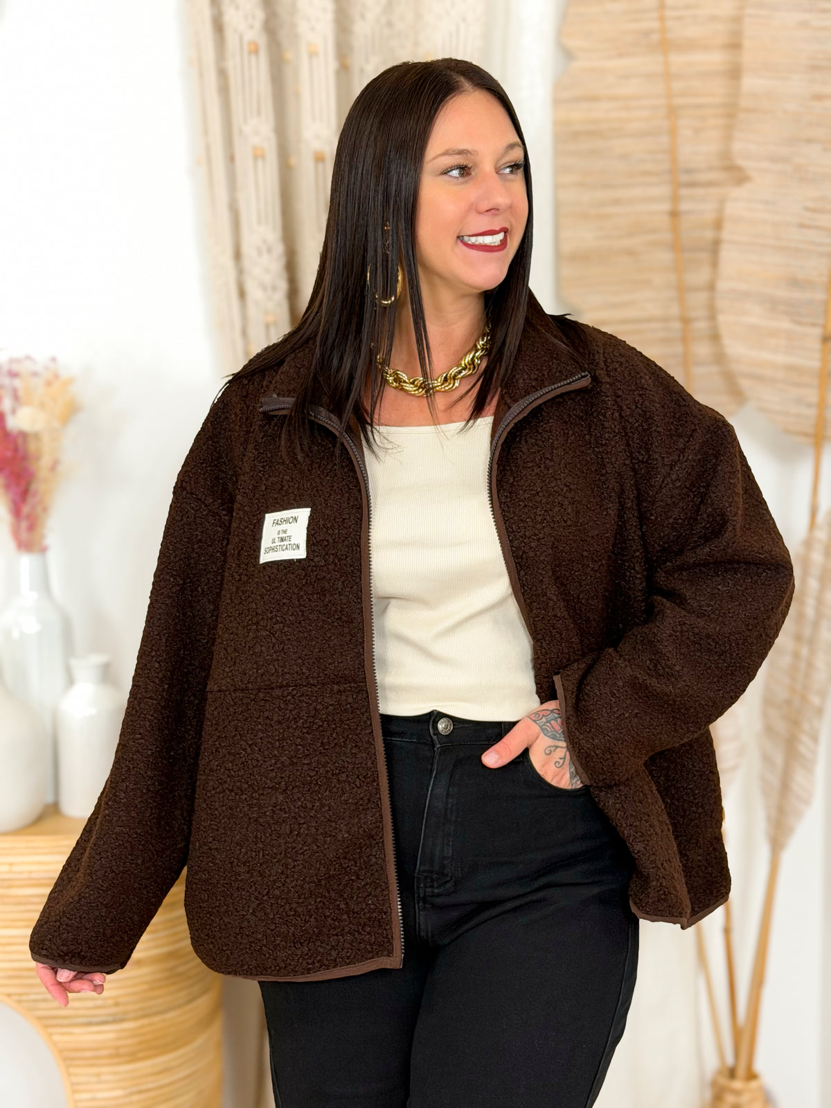 Veste grande taille brune Chloé – photo 1
