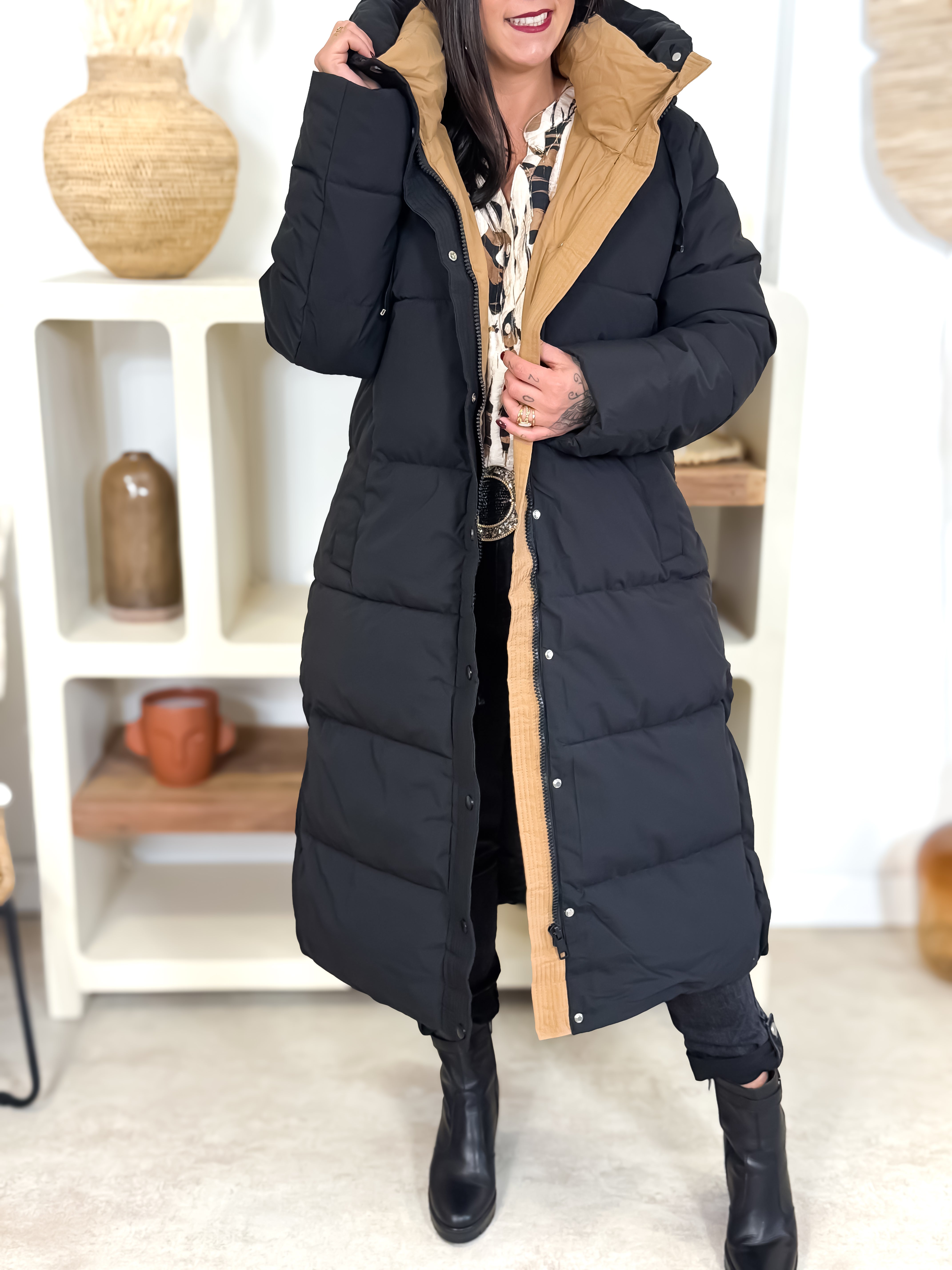Doudoune - Hannah - Noir & Camel