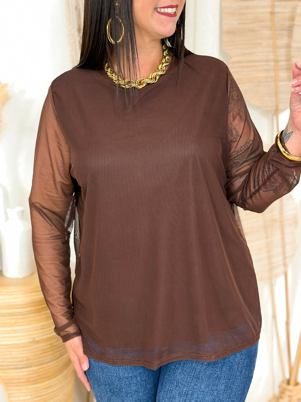 Blouse grande taille chocolat Coralie – photo 4