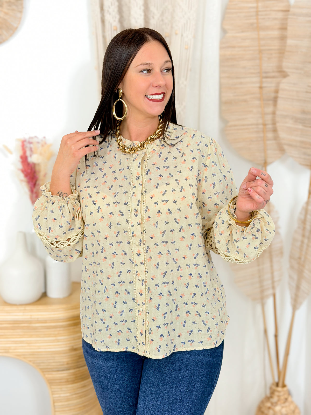 Chemisier grande taille jaune Cerina – photo 1