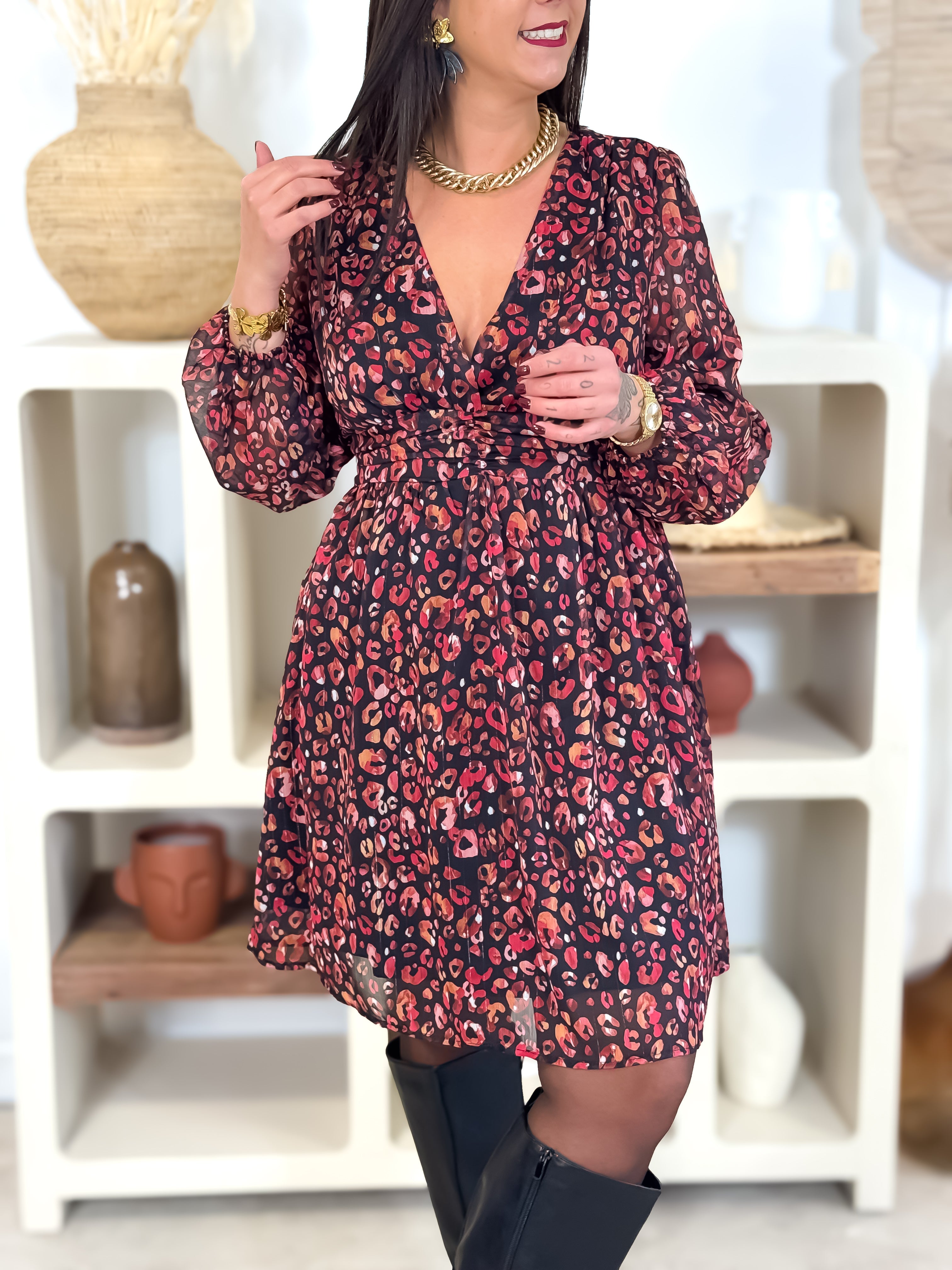 Robe courte -  Romy - Noir & Rouge