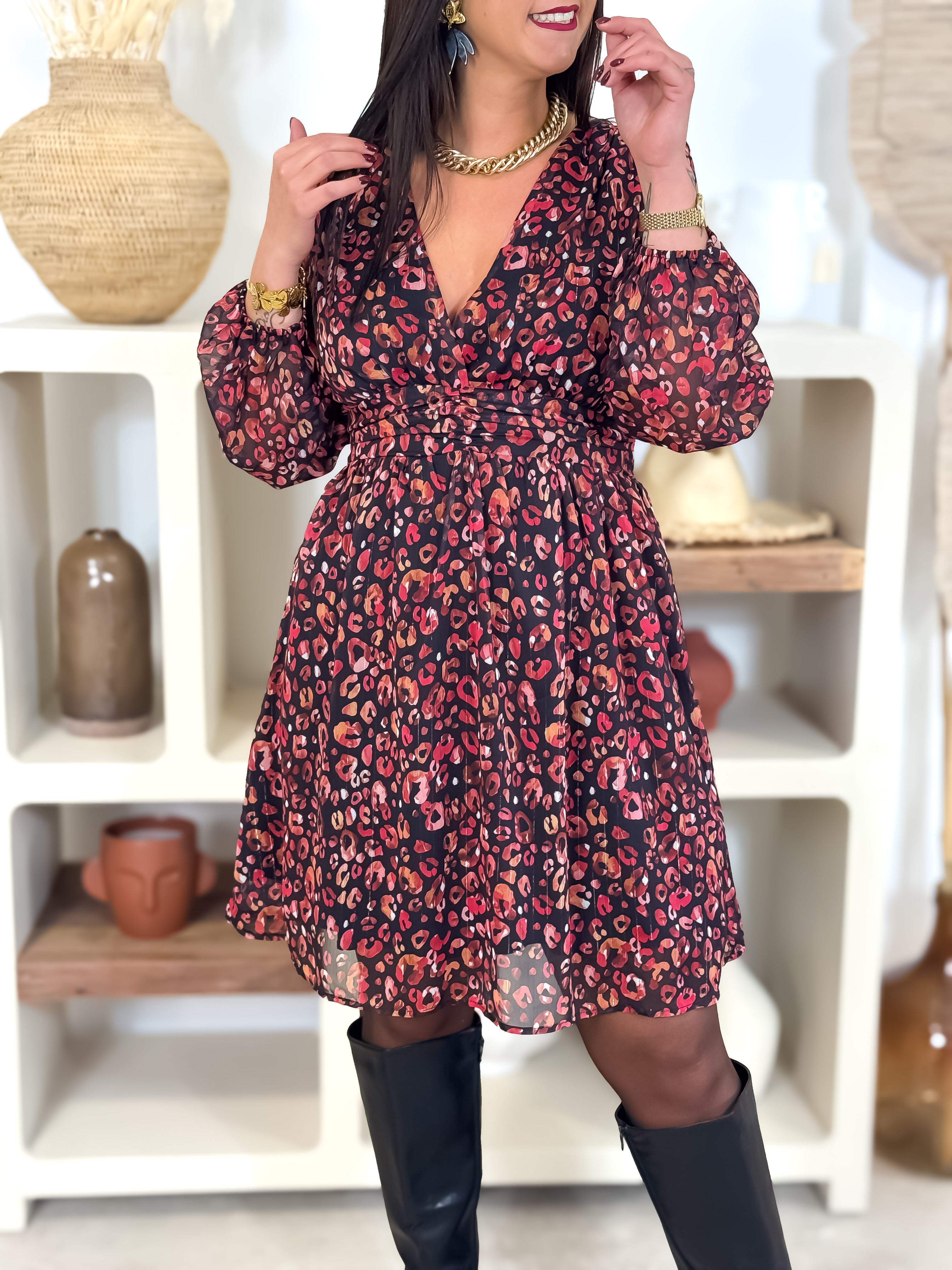 Robe courte -  Romy - Noir & Rouge