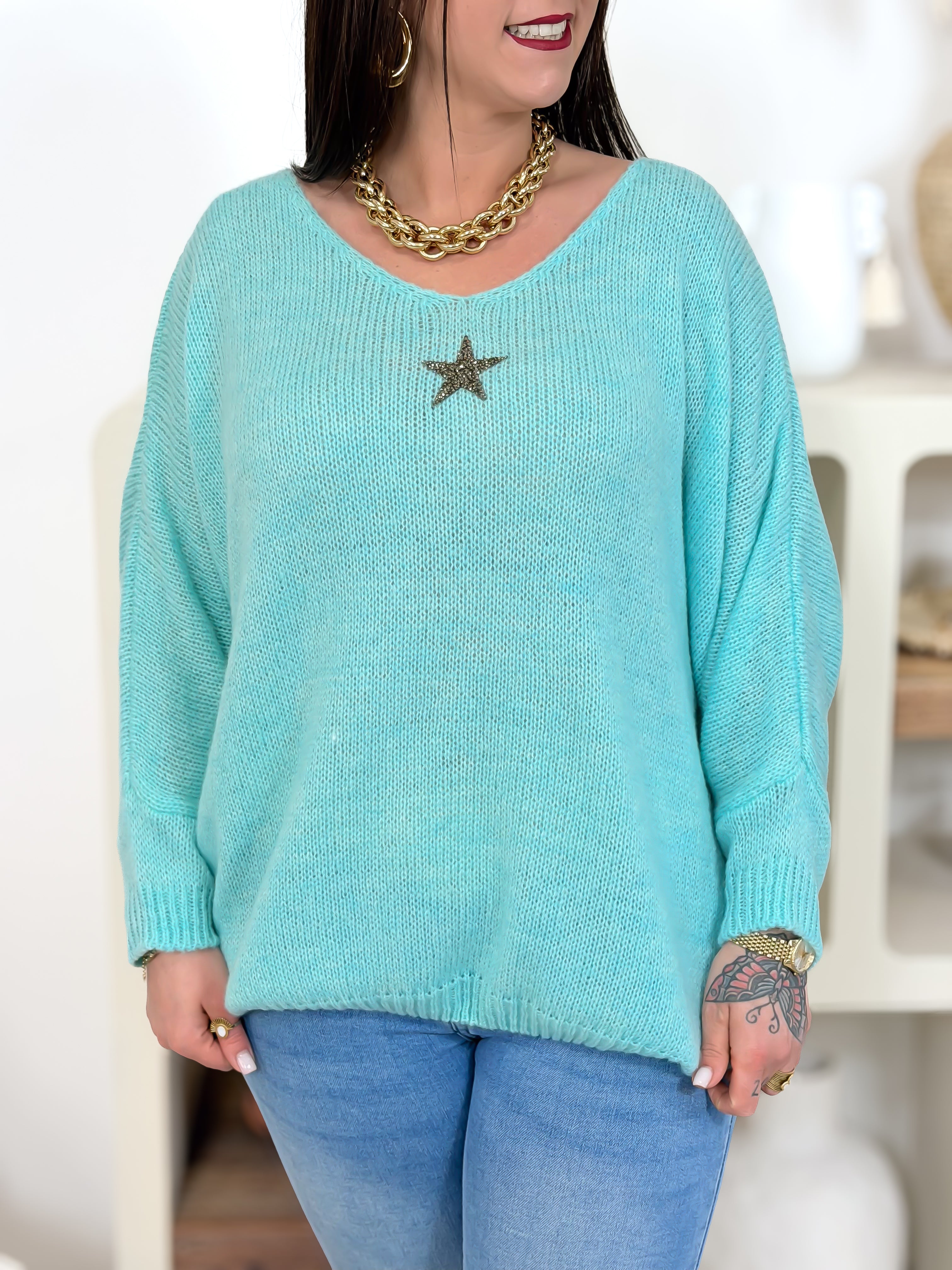 Pull - Etoile - Turquoise