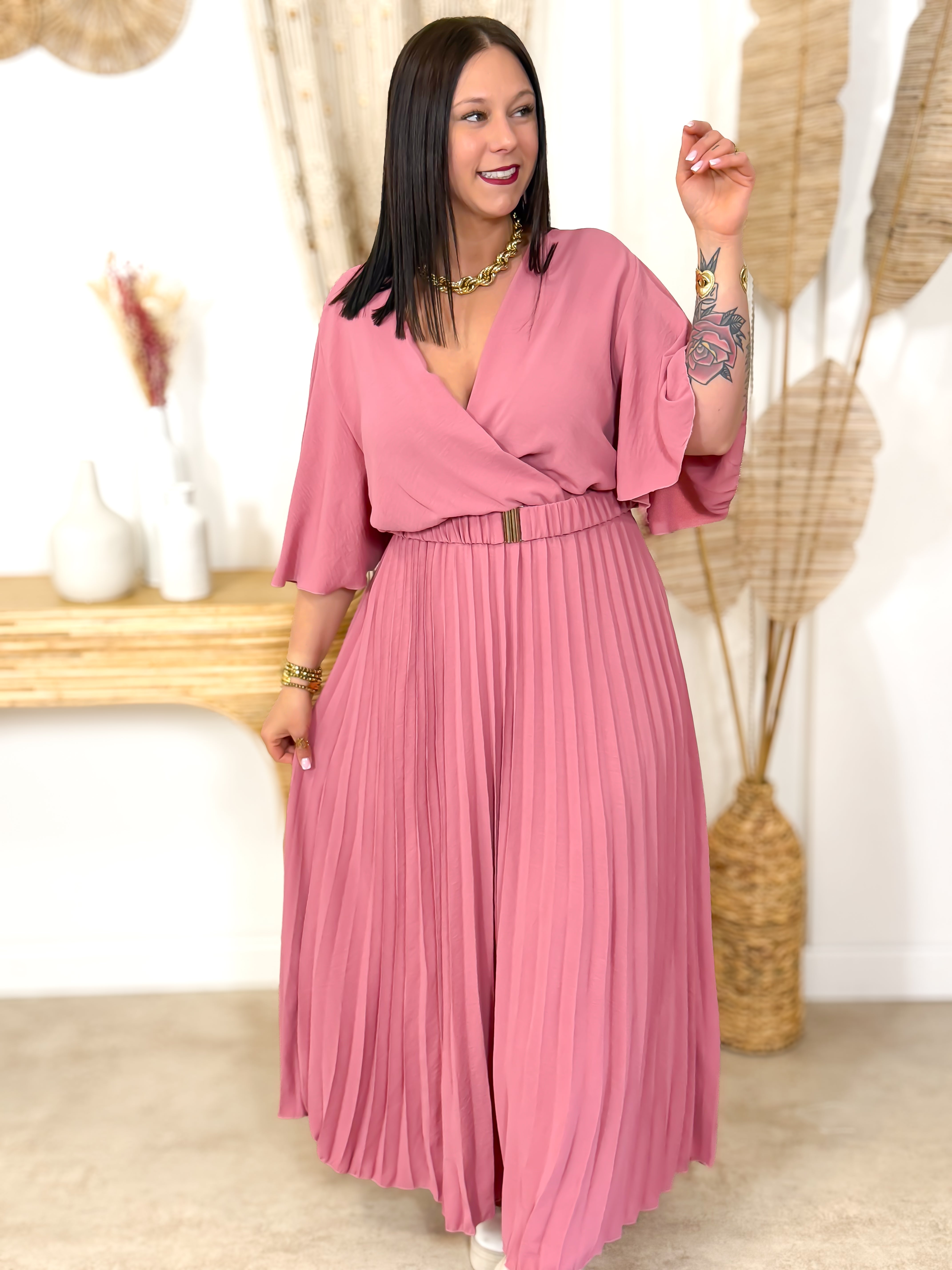 Robe Longue - Annalisa - Vieux Rose