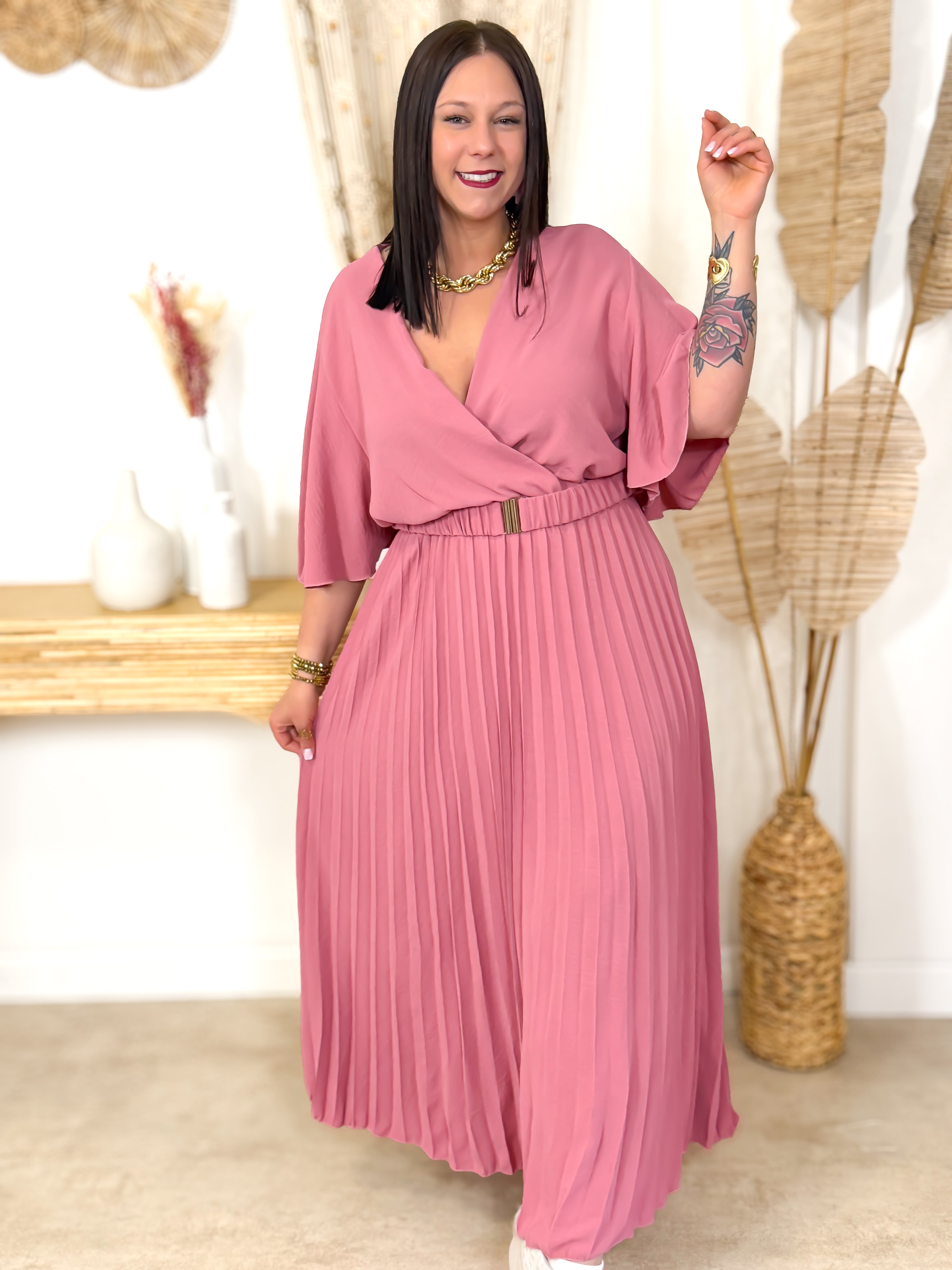 Robe Longue - Annalisa - Vieux Rose