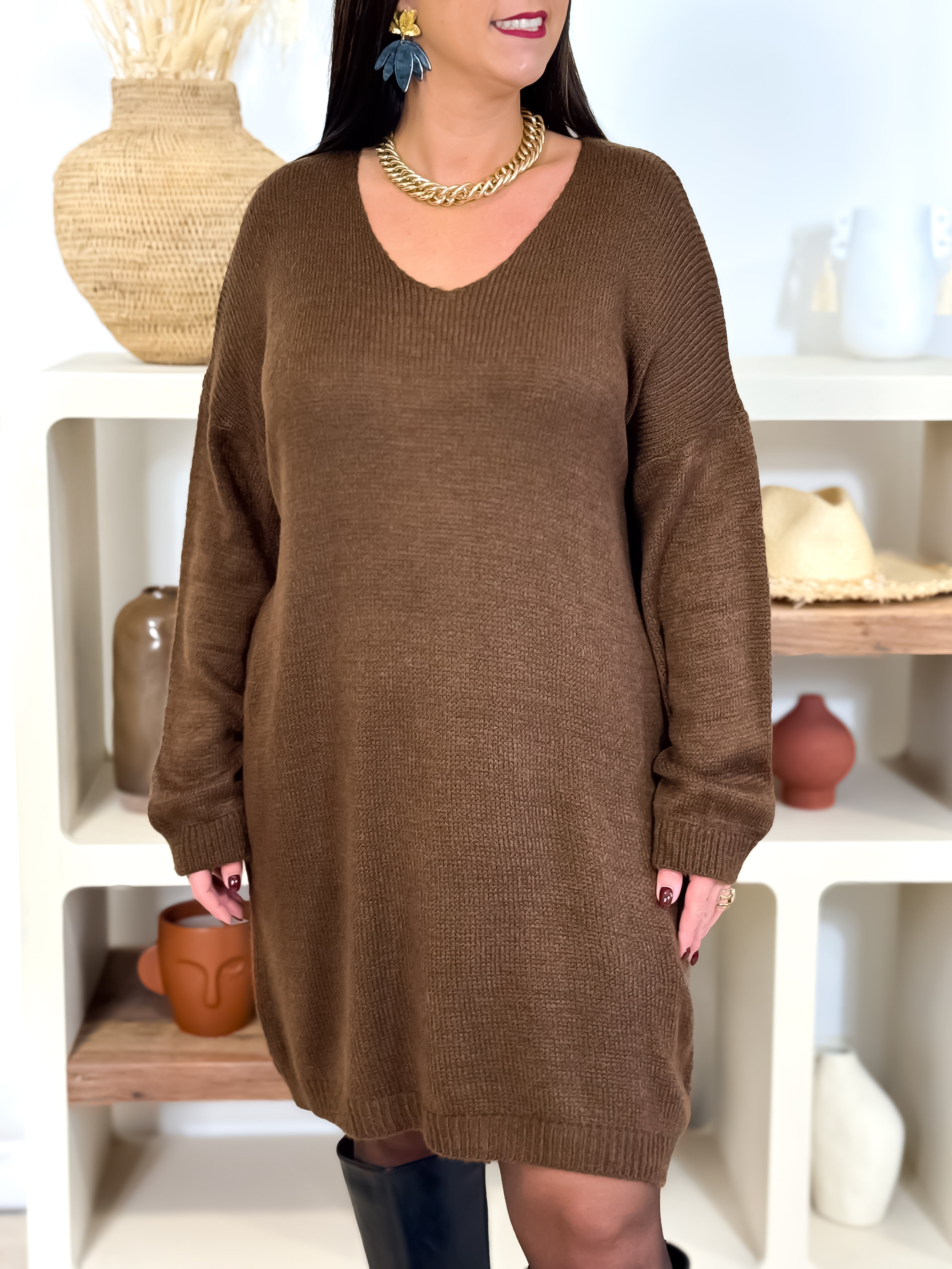 Robe pull - Derya - Chocolat