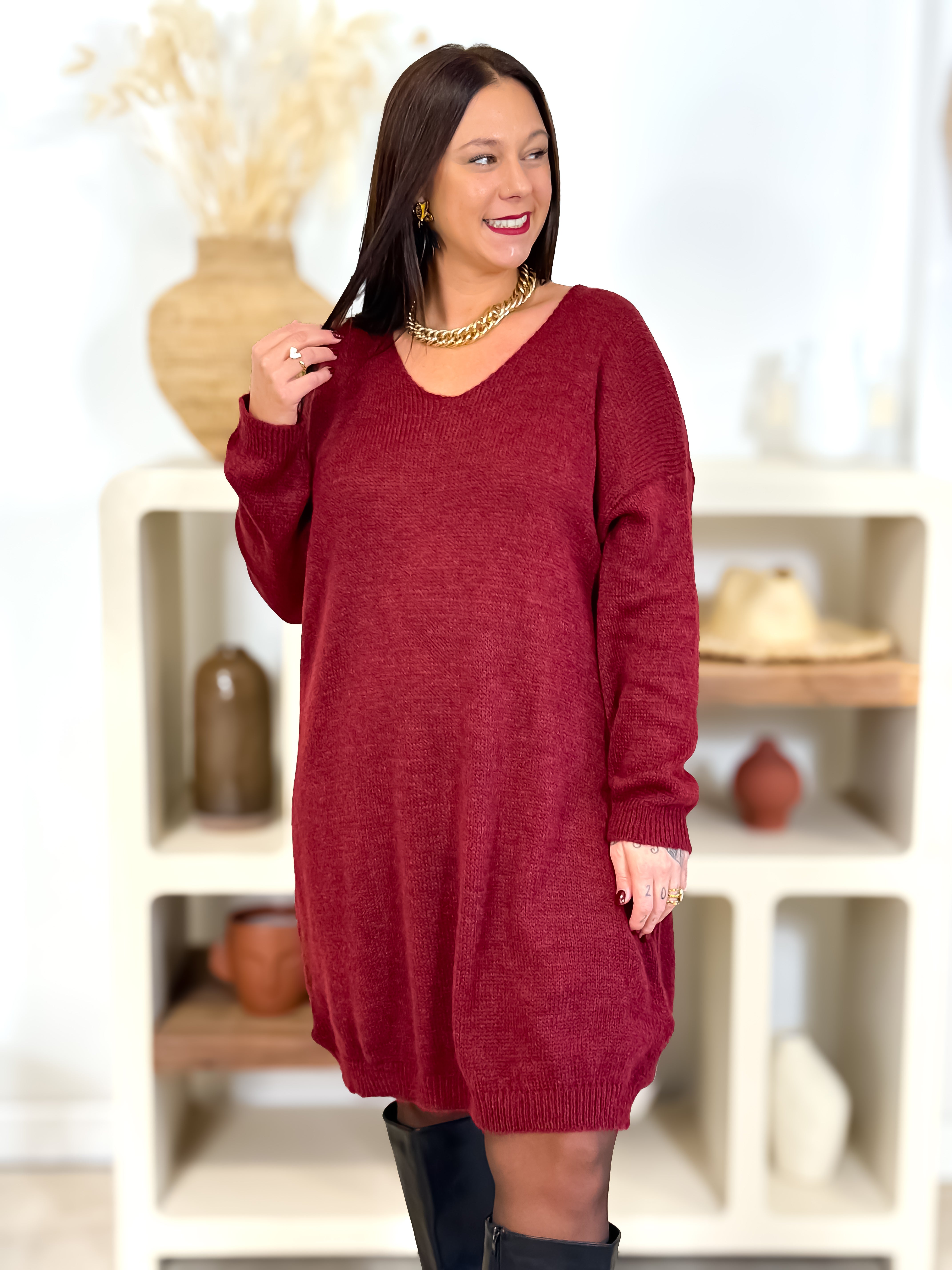 Robe pull - Derya - Bordeaux