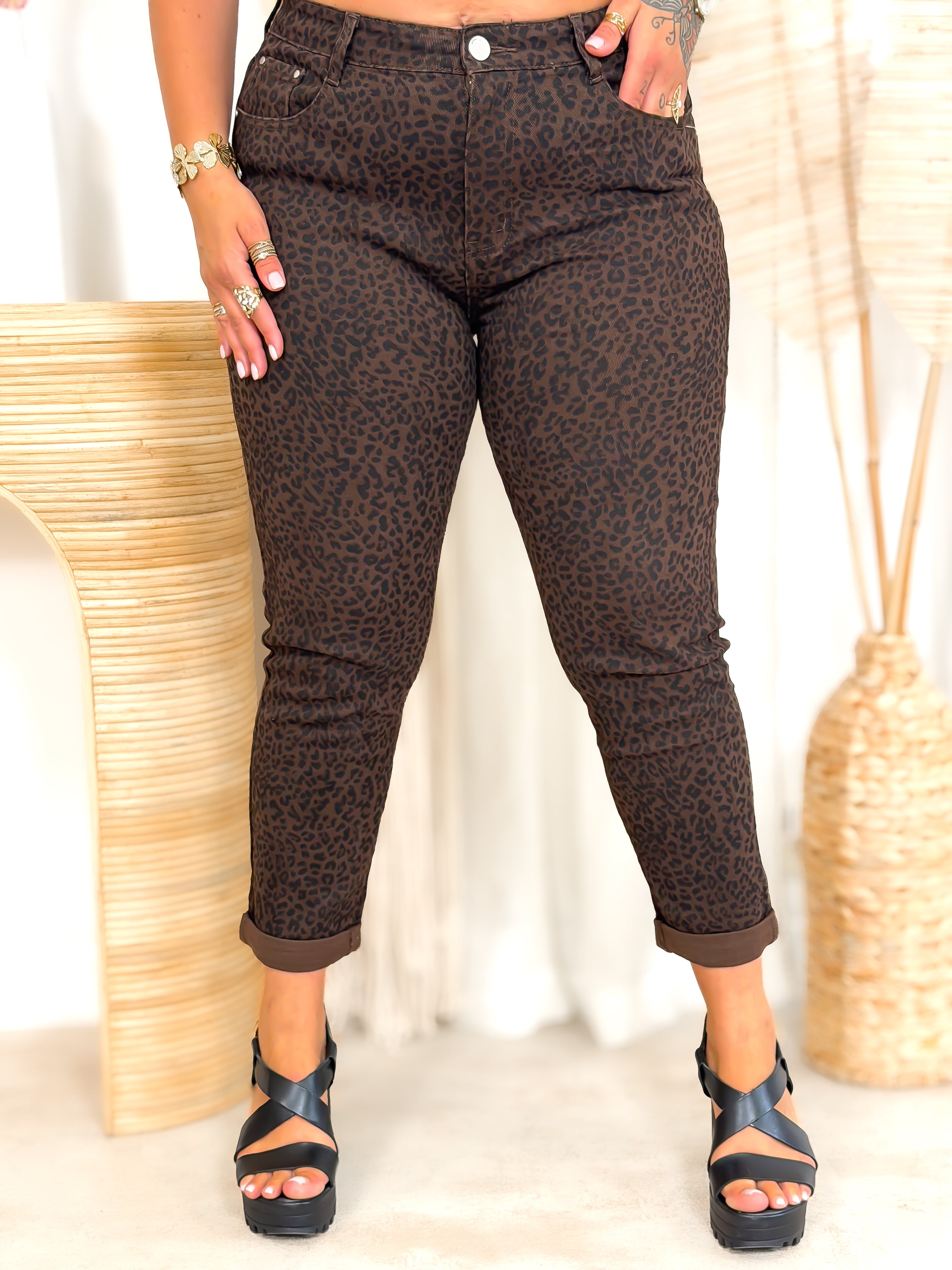Jeans - Enzaline - Brun Léopard